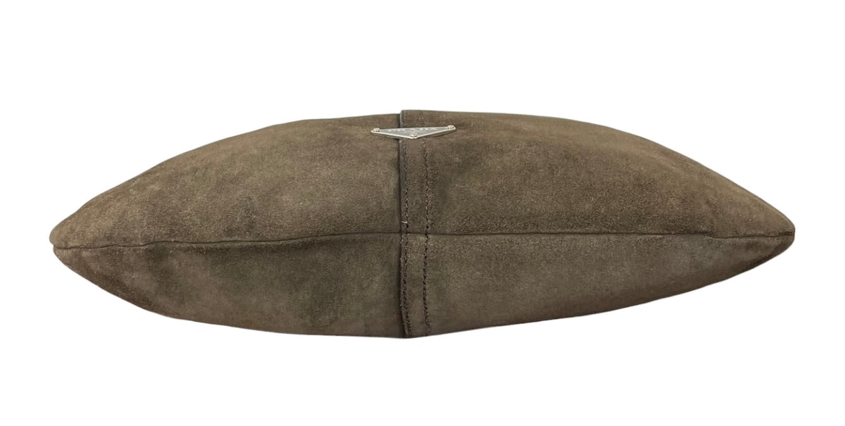 Prada Vintage Khaki Green Suede Scamosciato Medium Hobo Shoulder Bag