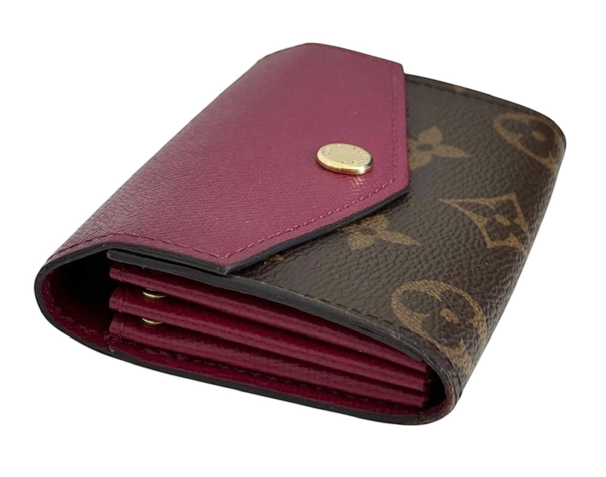 Louis Vuitton 2016 Monogram Fuchsia Trim Mini Sarah Card Holder Wallet