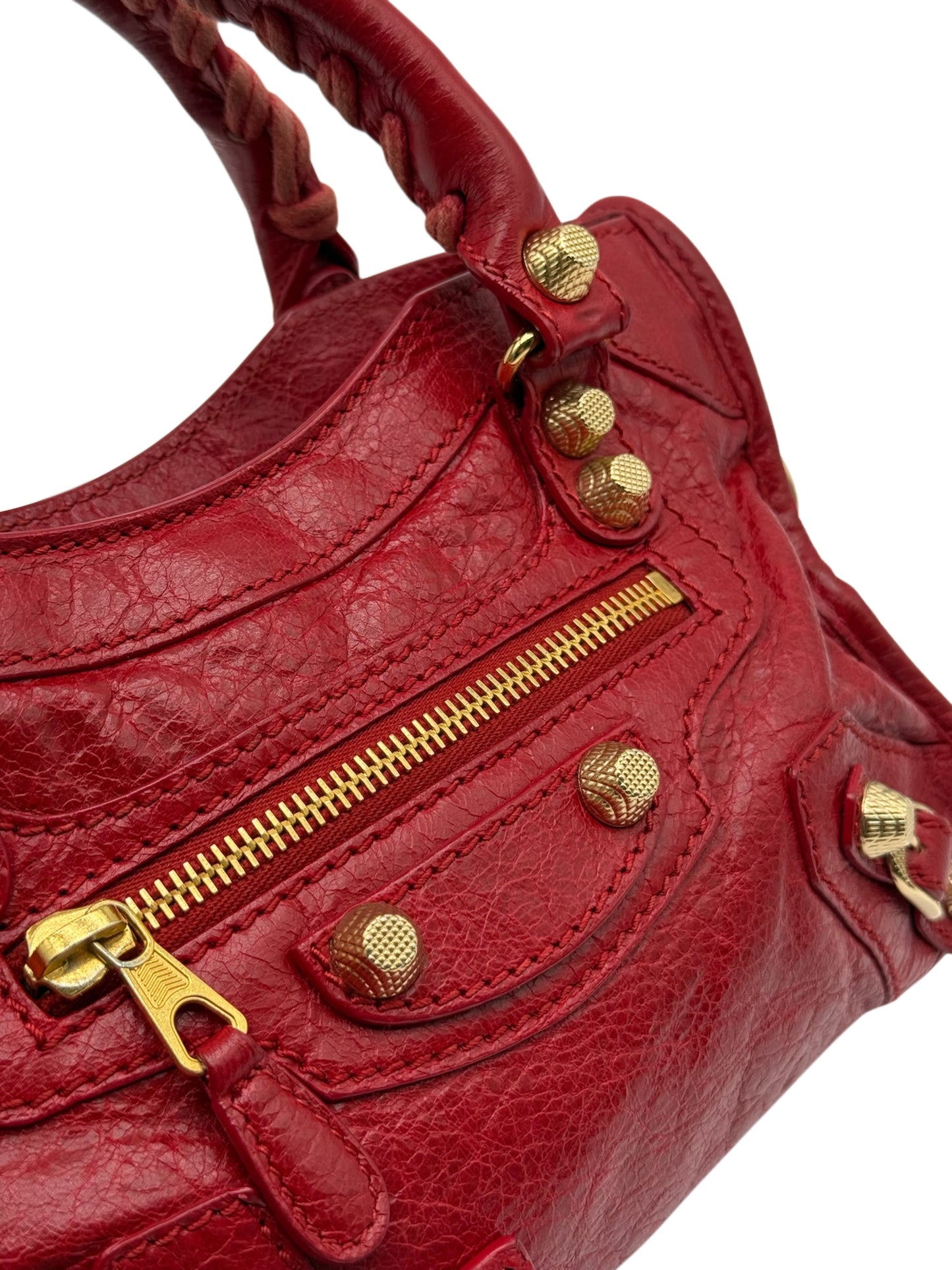 Balenciaga Vintage Red Agneau Leather Giant 12 Mini City Bag