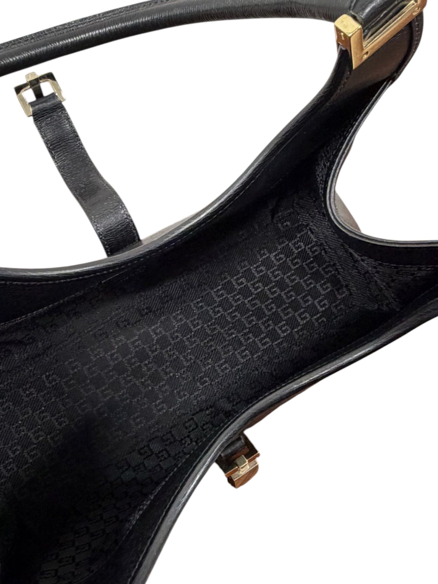 Gucci Vintage Black Coated Leather Medium Jackie Shoulder Bag