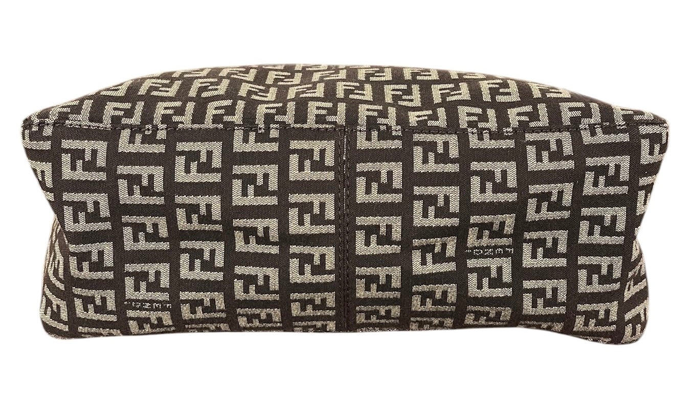 Fendi Vintage Dark Brown Zucchino Zucca Monogram Medium Shoulder Pochette Bag 
