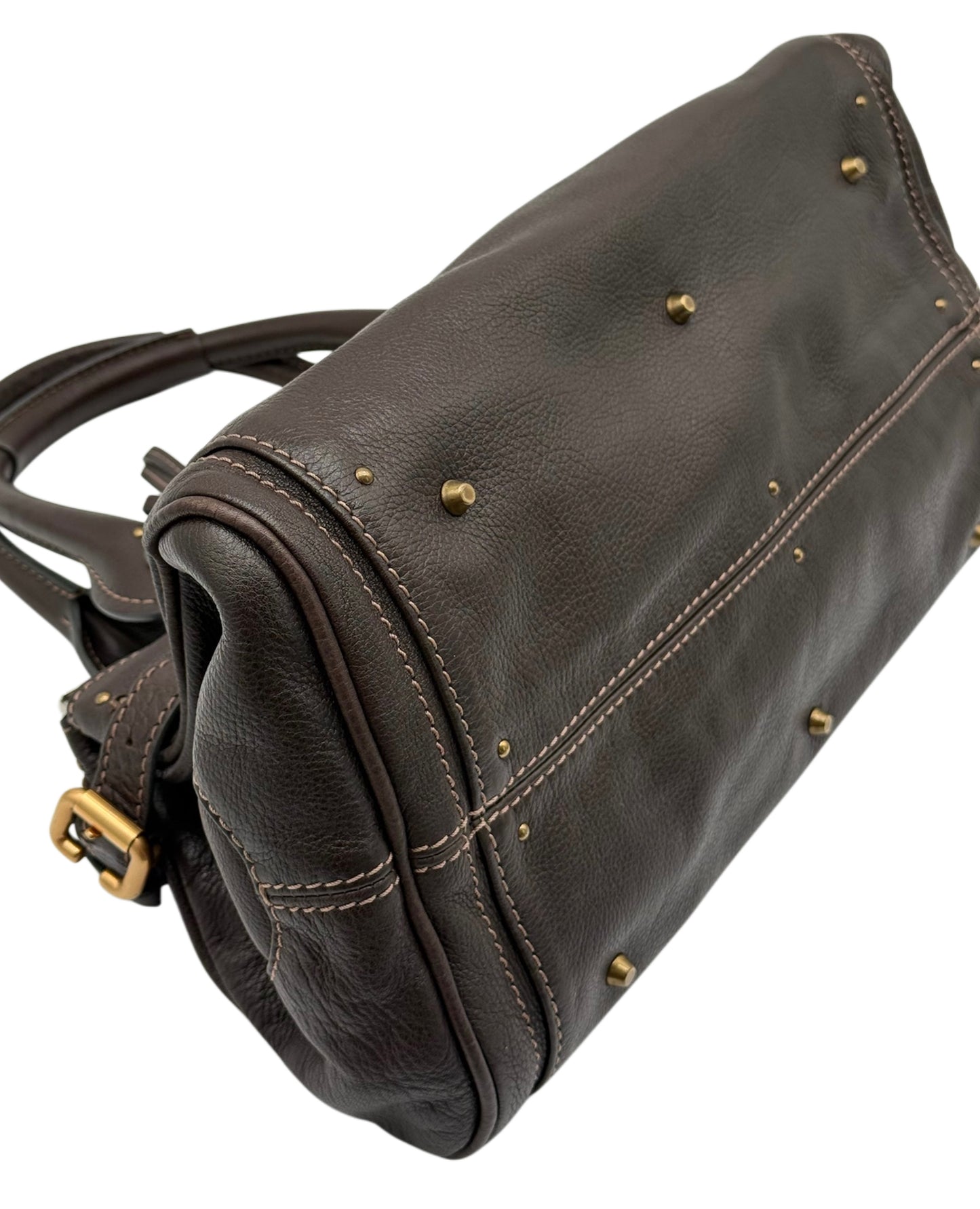 Chloe Vintage Chocolate Brown Calfskin Medium Paddington Shoulder Bag