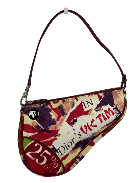 Dior Vintage 2003 Victim Print Canvas Mini Saddle Pochette Bag #1206