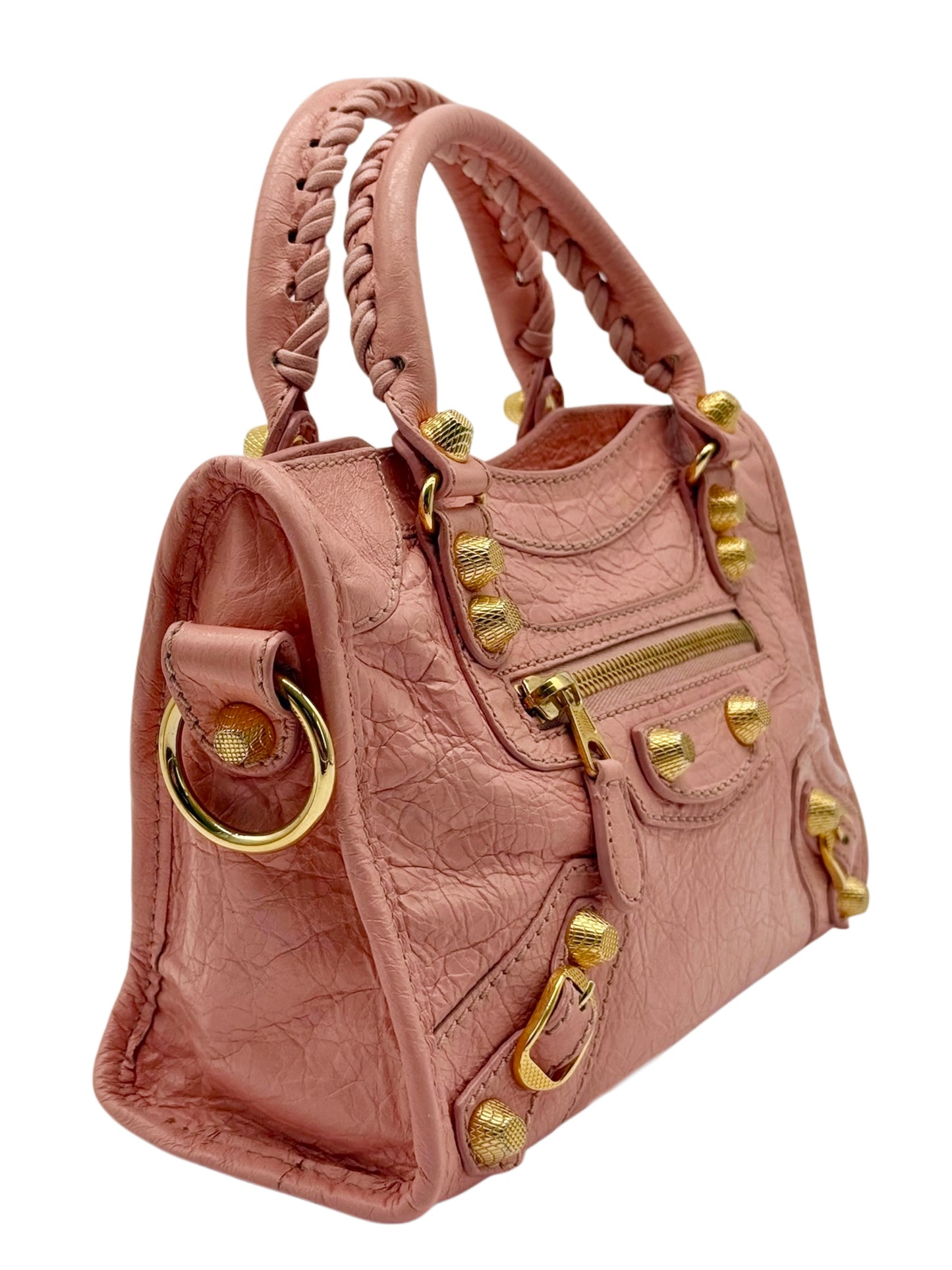 Balenciaga Vintage Baby Pink Rose Peche Agneau Leather Giant 12 Mini City Bag