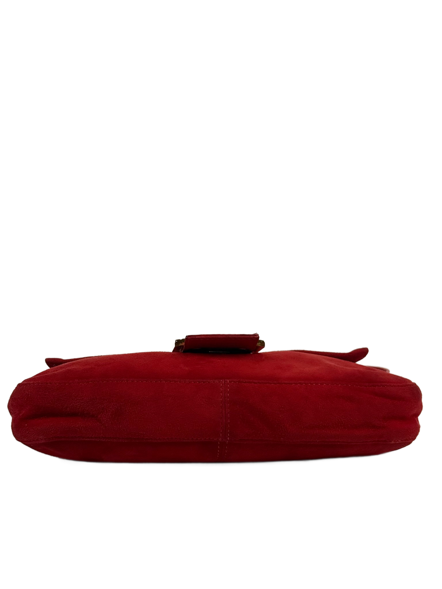 Fendi Vintage Red Suede Purple Glitter Logo Shoulder Baguette Bag