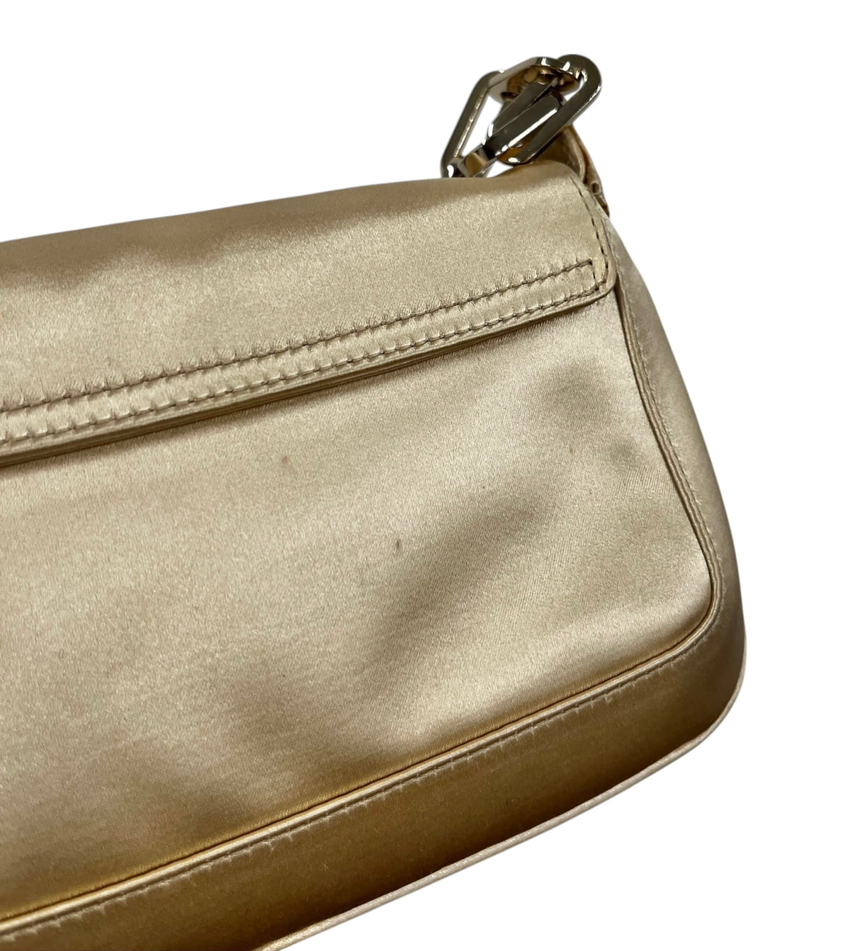 Gucci Vintage Champagne Gold Satin Chain Shoulder Evening Bag