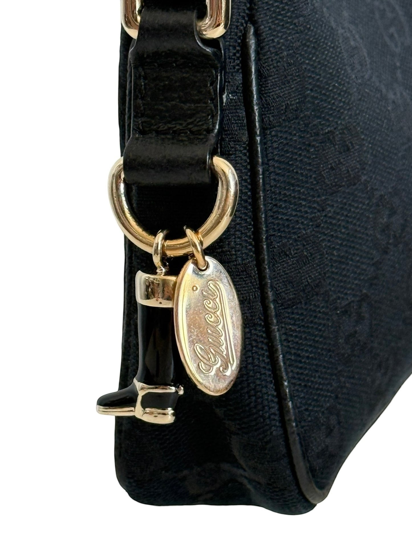 Gucci Vintage Black GG Monogram Mini Charmy Shoulder Pochette Bag 