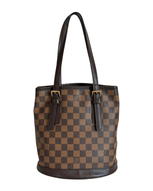 Louis Vuitton Vintage 1998 Damier Ebene Bucket Bag PM with Pouch
