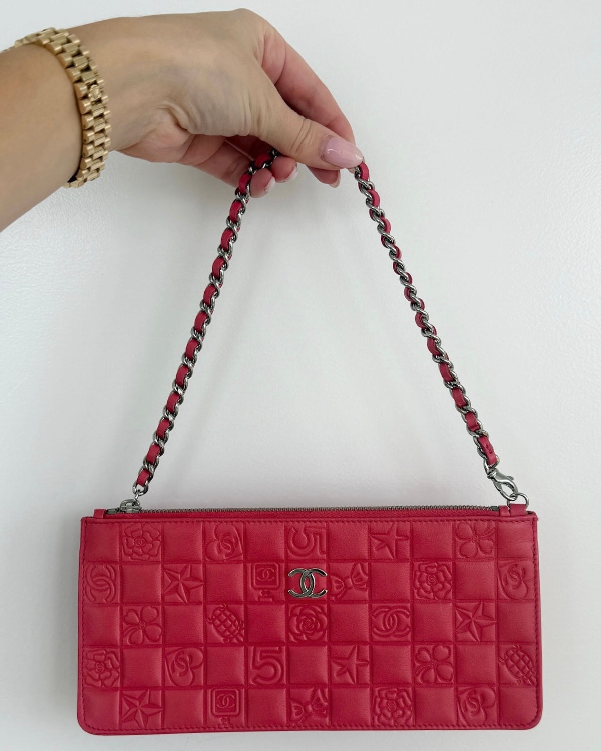 Chanel Vintage 2004-2005 Hot Pink Precious Symbols Shoulder Pochette Bag