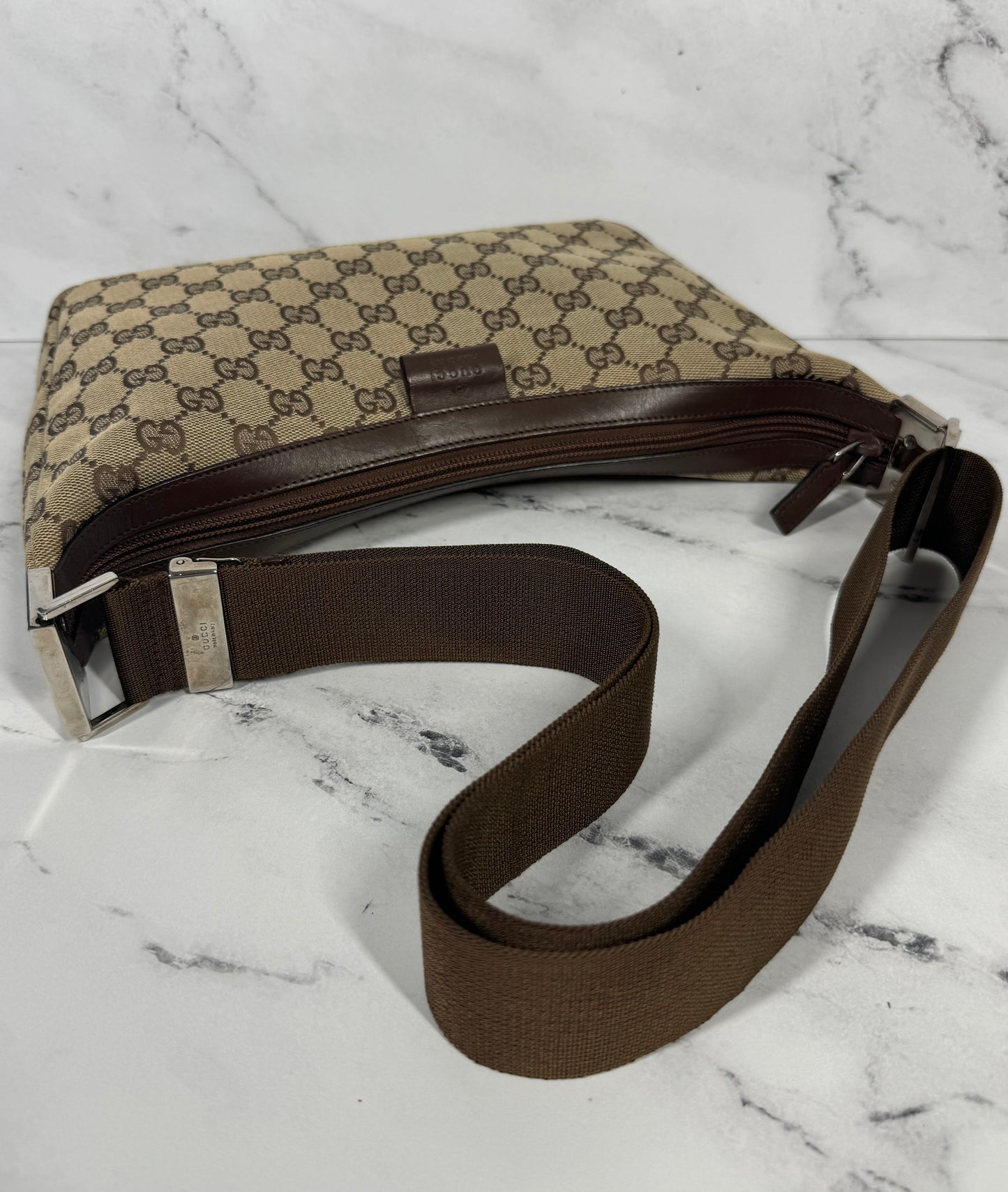 Gucci Vintage Brown GG Monogram Canvas Small Shoulder & Crossbody Bag