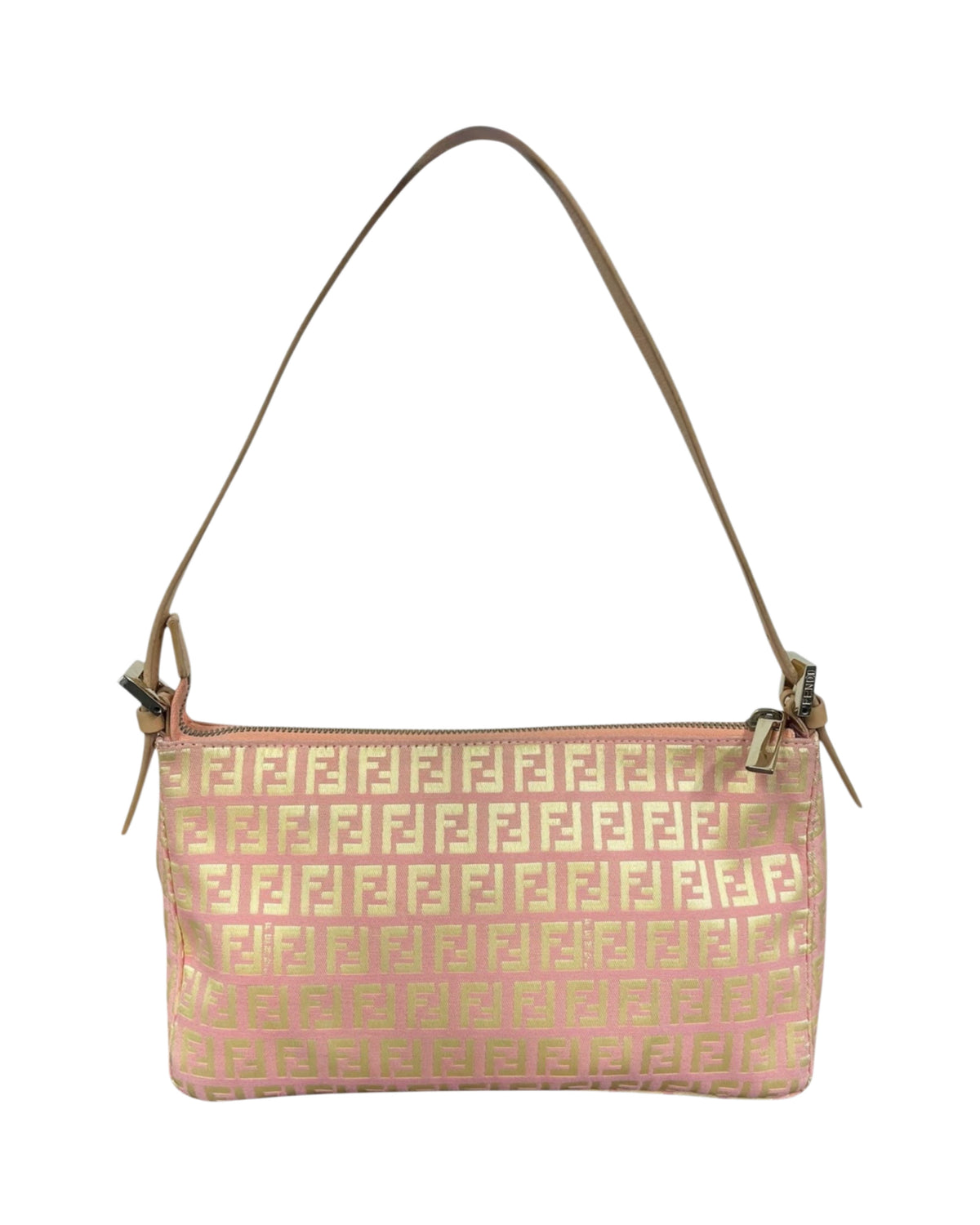 Fendi Vintage Pink & Yellow Zucchino Zucca Monogram Medium Shoulder Pochette Bag