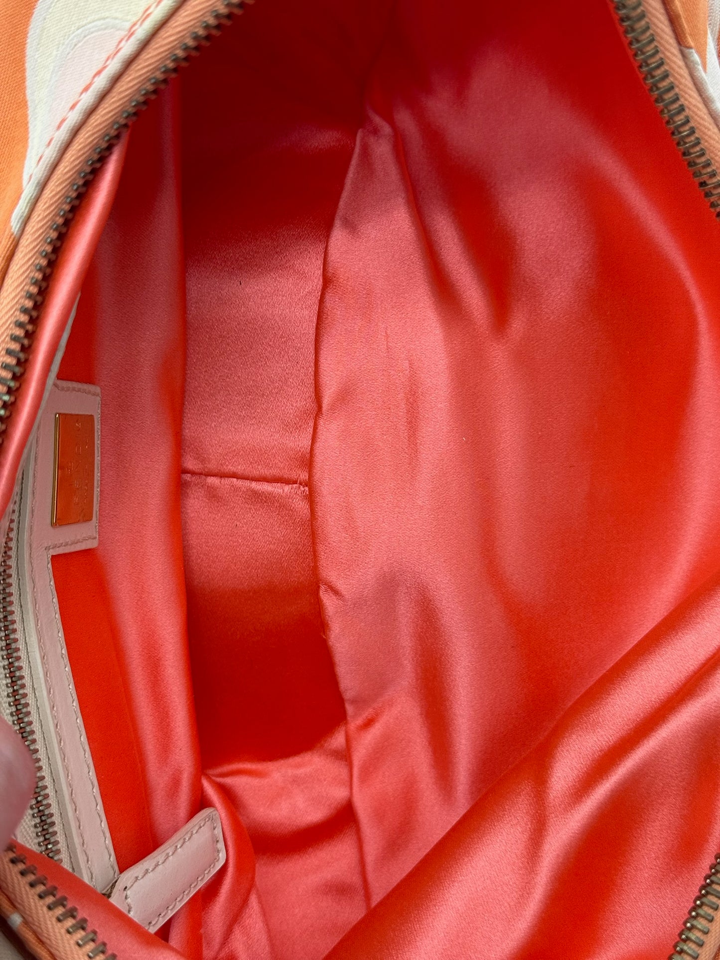 Fendi Vintage Orange Psychedelic Satin Croissant Hobo Shoulder Bag