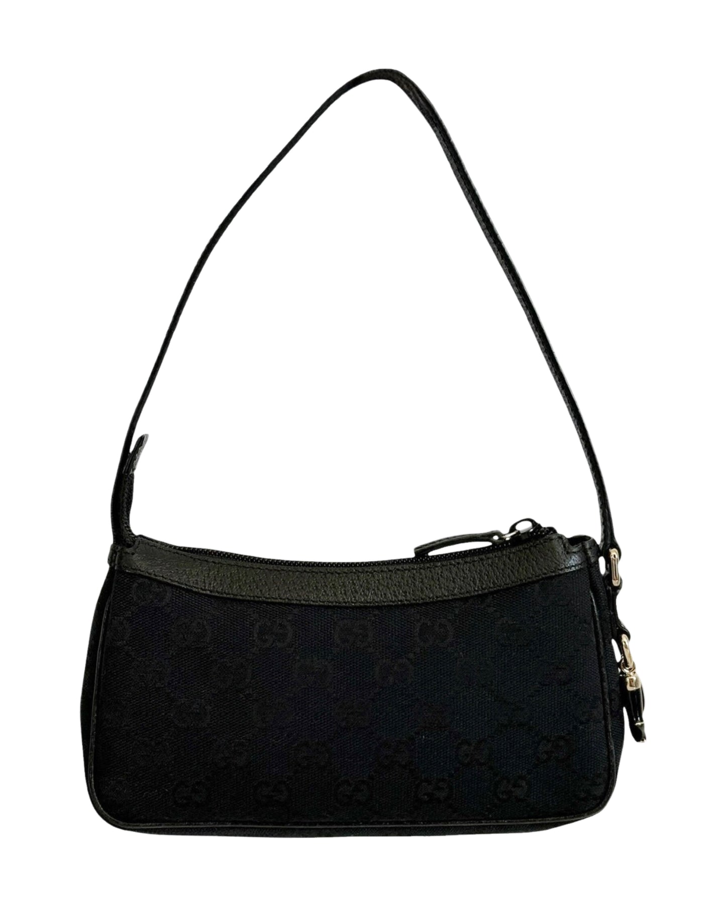 Gucci Vintage Black GG Monogram Mini Charmy Shoulder Pochette Bag