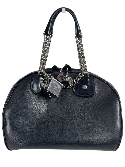 Dior Vintage 2004 Black Leather Gambler Dice Bowler Bag 
