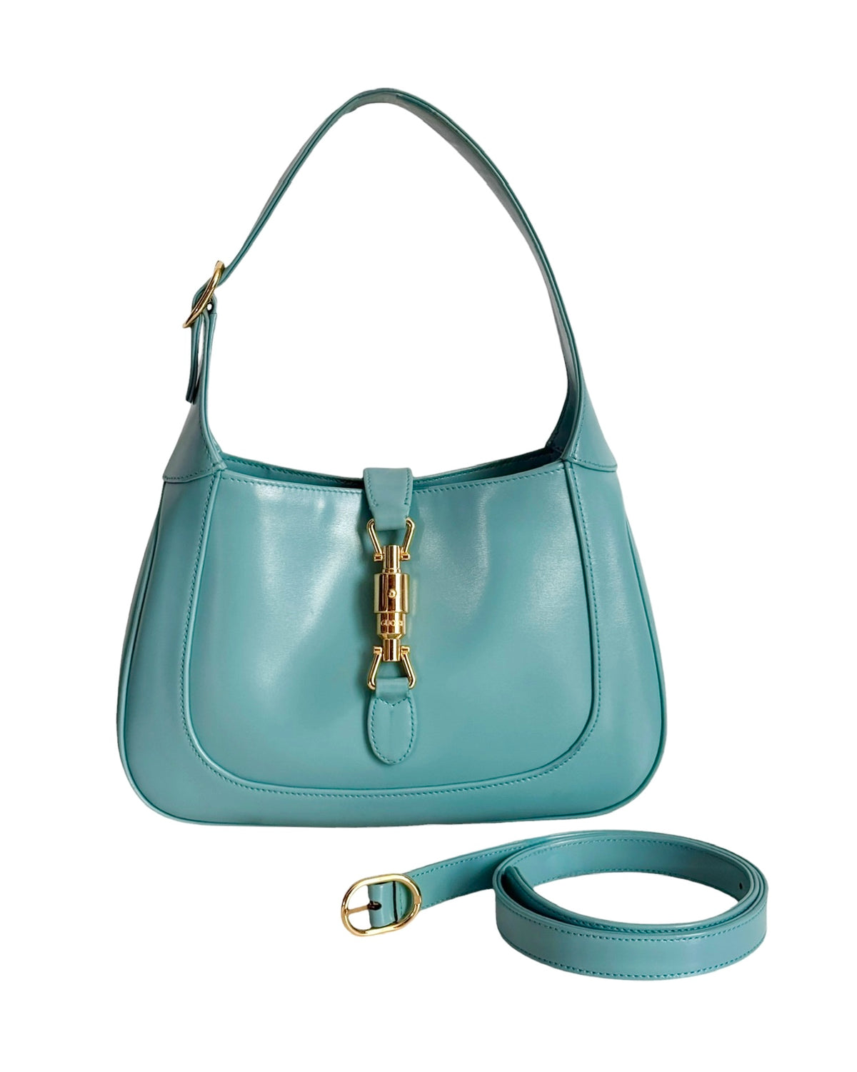 Gucci Teal Blue Leather 1961 Small 2-Way Jackie Shoulder Bag with Adjustable Long Strap