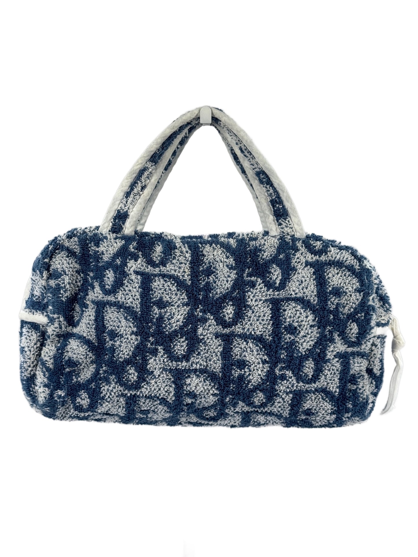 Dior Vintage Blue Monogram Diorissimo 2 Terrycloth Cosmetic Mini Top Handle Bag