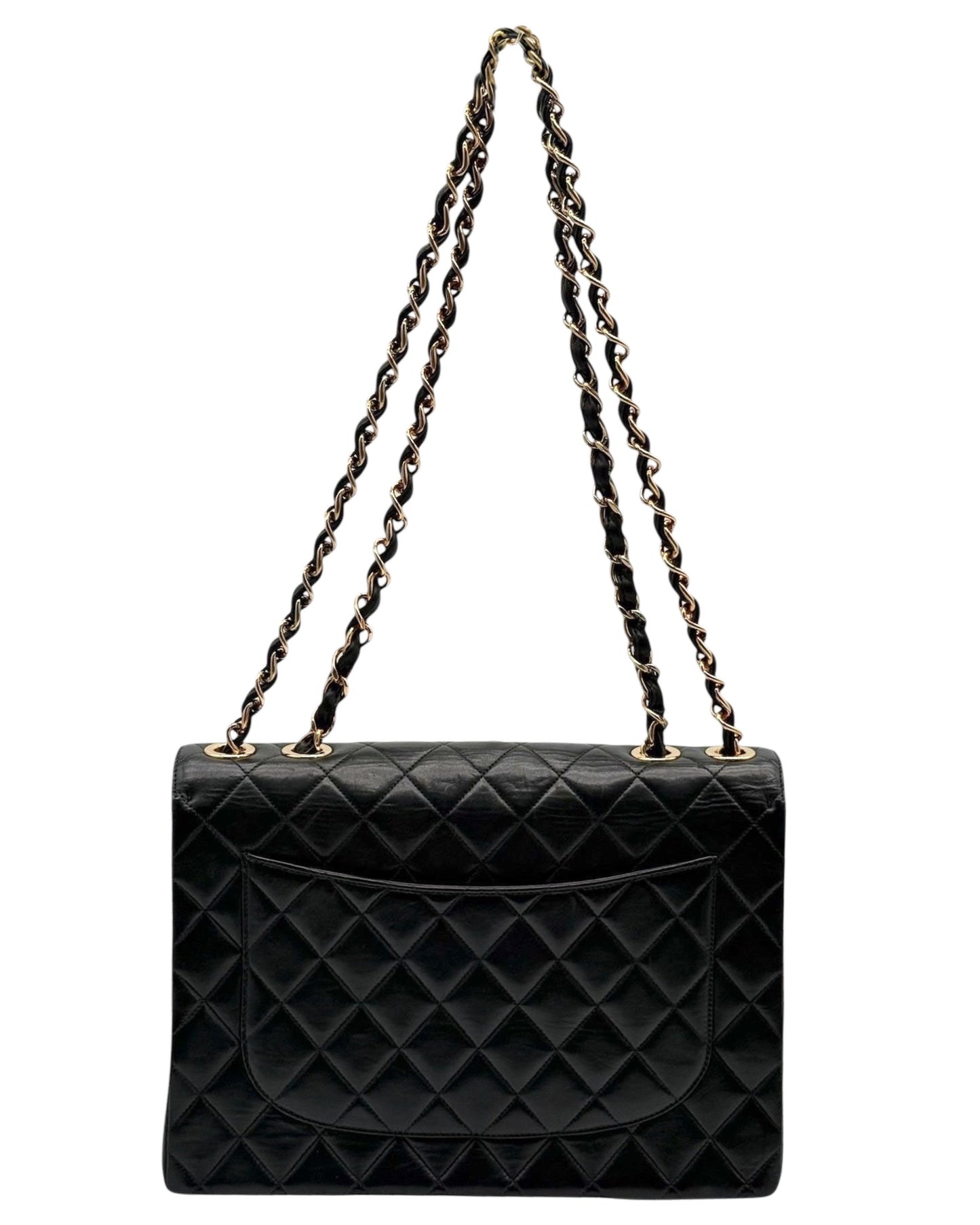 Chanel Vintage 00s Black Quilted Lambskin Maxi Flap Bag W 24K GPHW