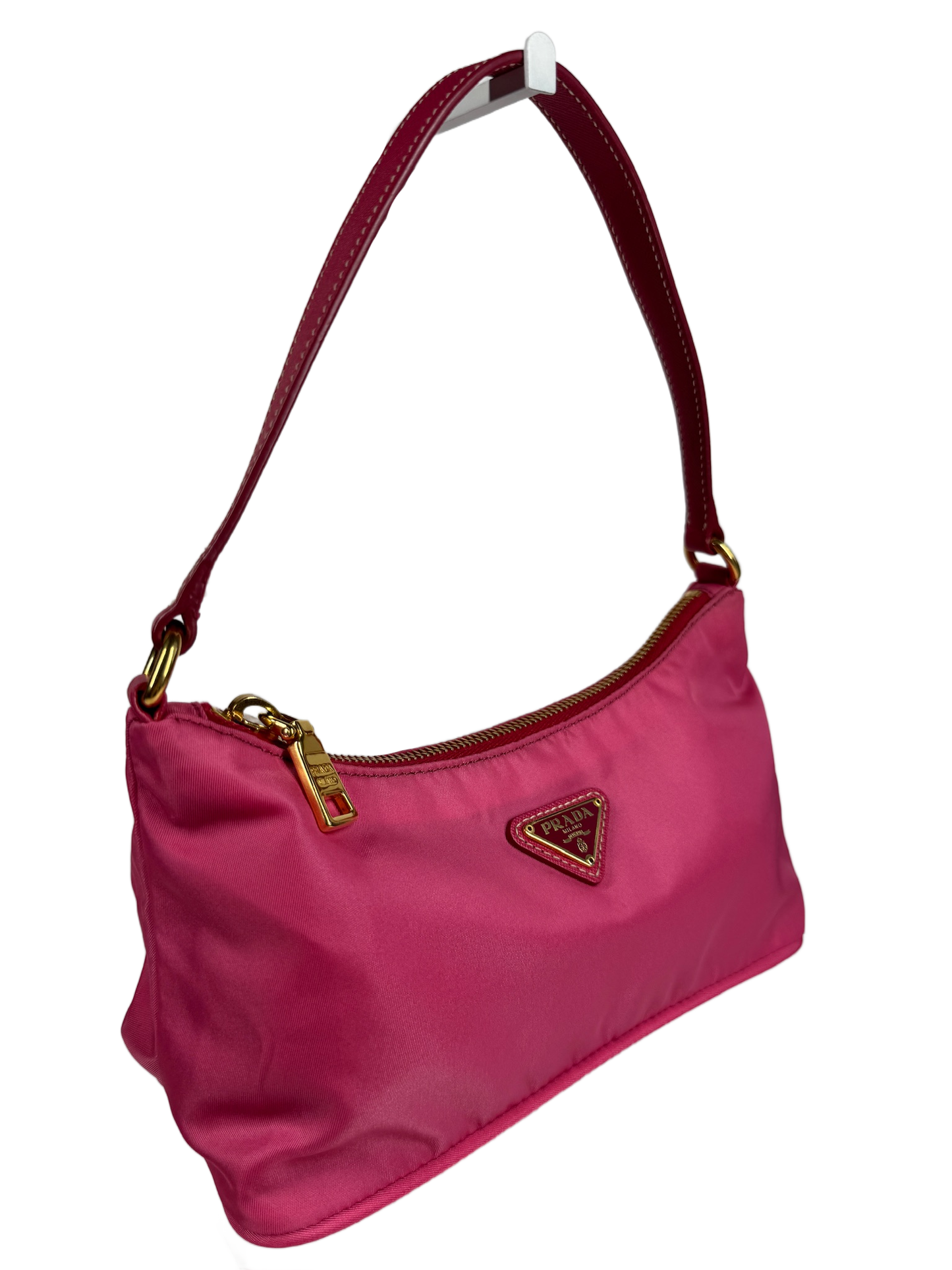 Prada Vintage Neon Pink Nylon Mini Shoulder Bag