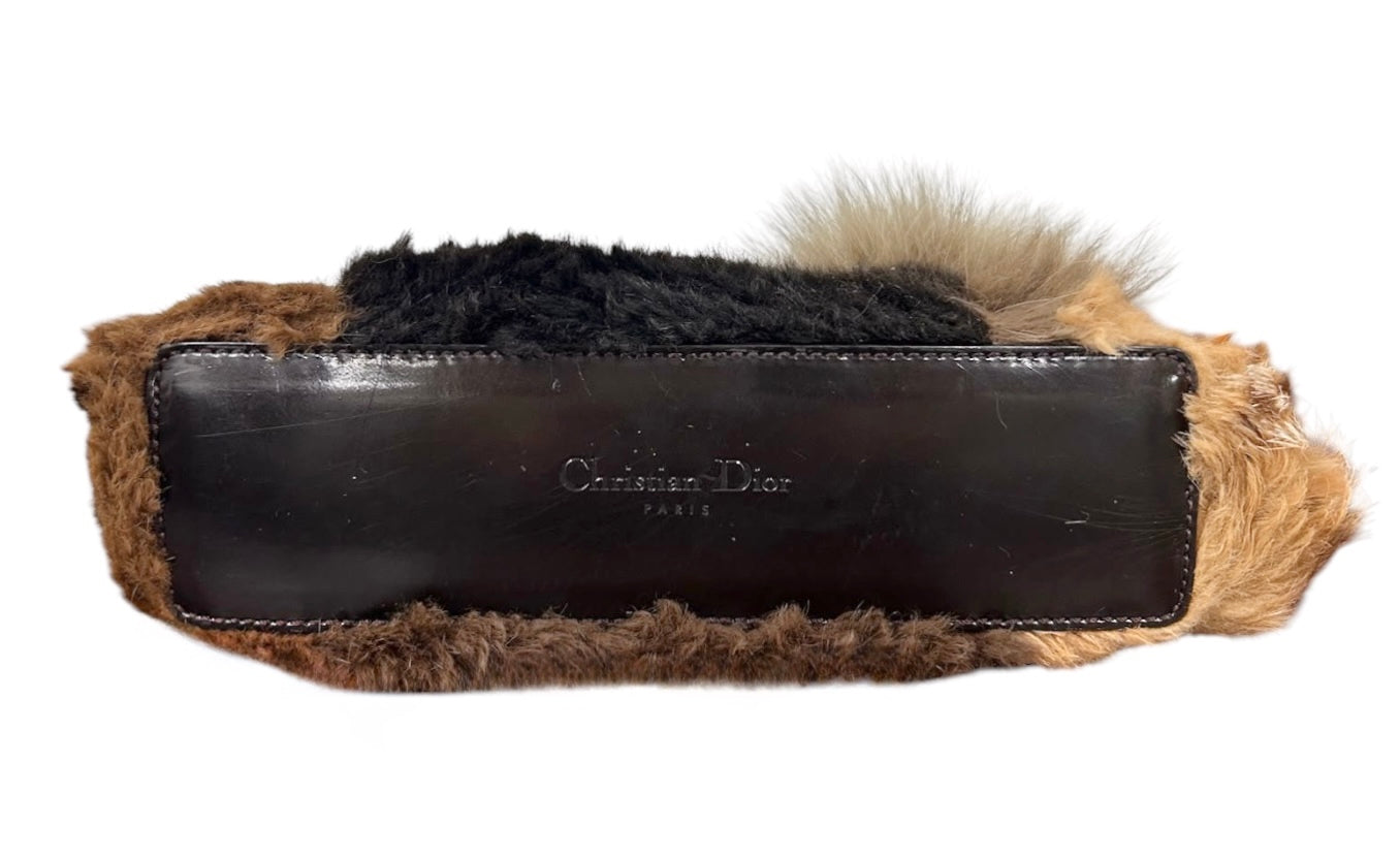 Dior Vintage 2000 Mixed Animal Print Fur Small Top Handle Bag