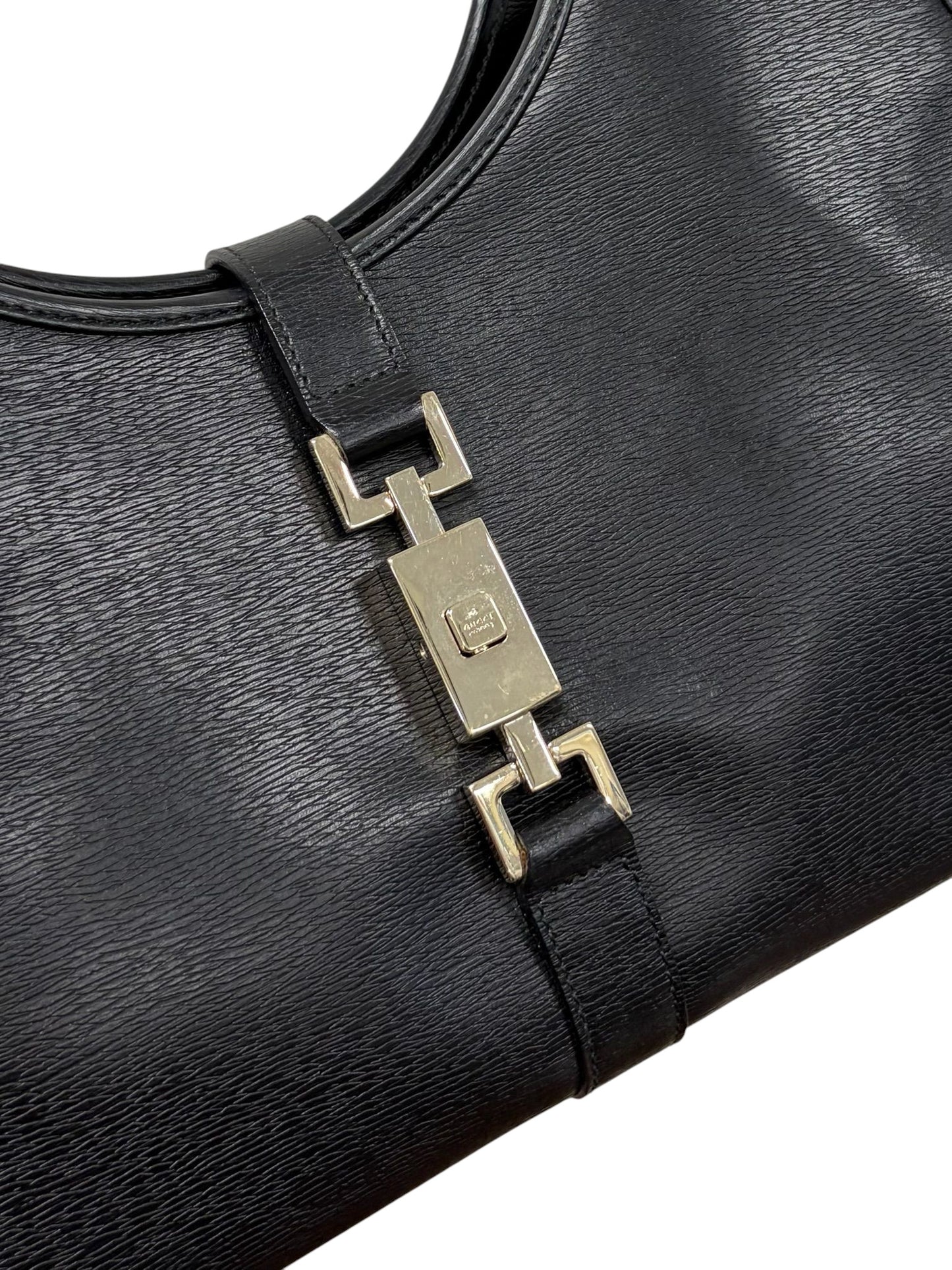 Gucci Vintage Black Coated Leather Medium Jackie Shoulder Bag