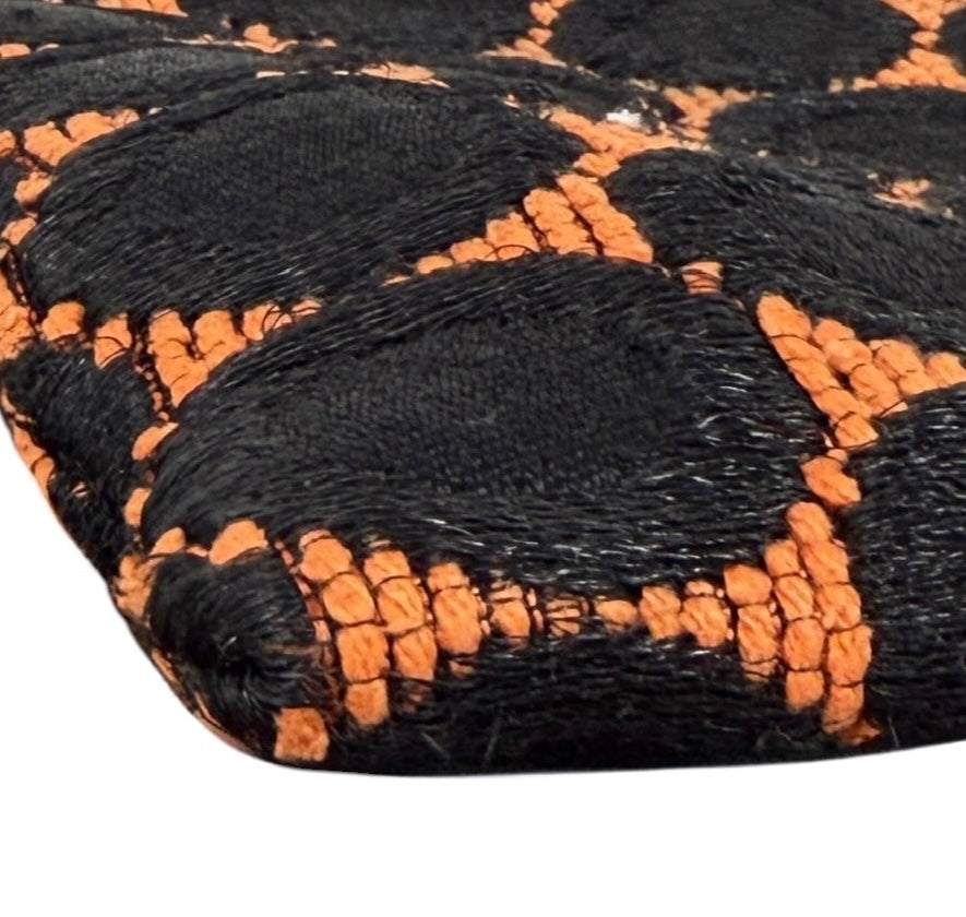Prada Vintage Black & Orange Polka Dot Kisslock Chain Clutch Shoulder Bag
