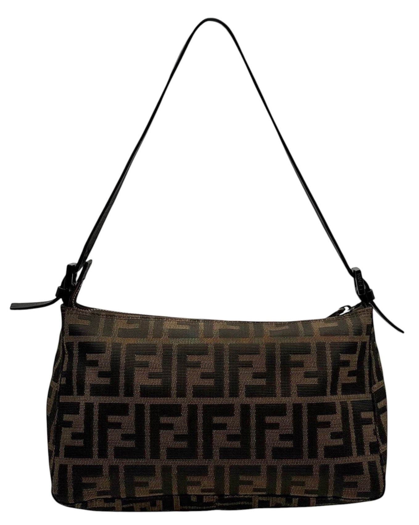 Fendi Vintage Classic Brown Zucca Monogram Medium Shoulder Pochette Bag