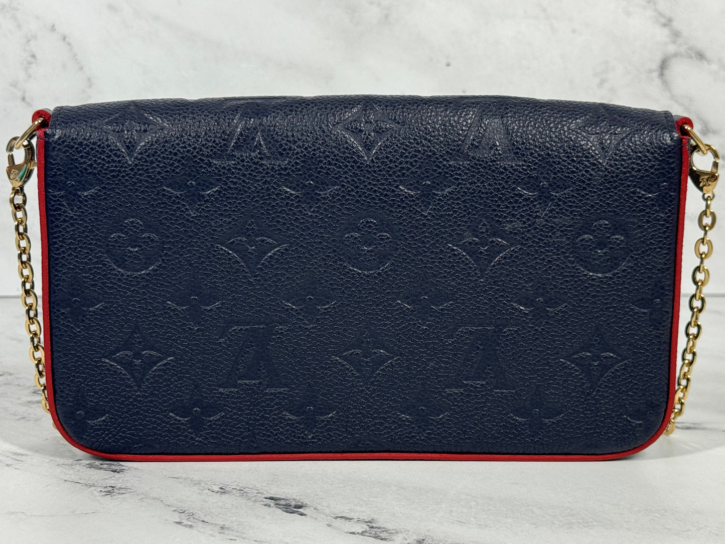 Louis Vuitton Marine Rouge Monogram Empreinte Leather Félicie Pochette