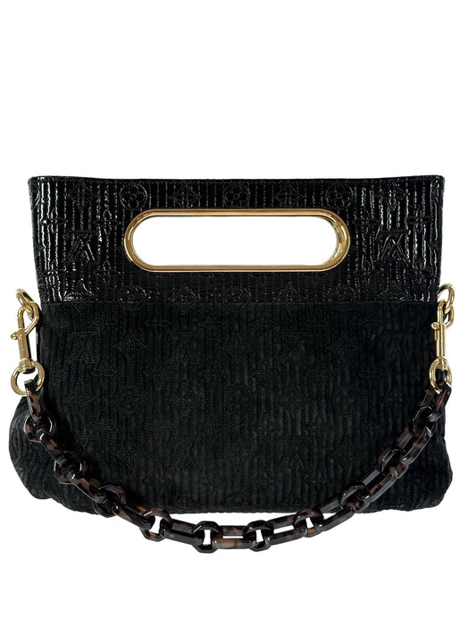 Louis Vuitton 2008 Black Embossed Suede Monogram Motard After Dark Clutch