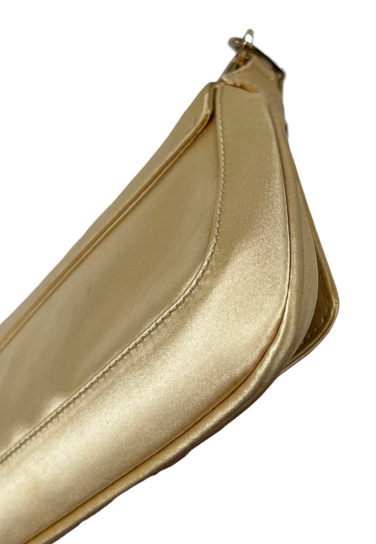 Gucci Vintage Champagne Gold Satin Chain Shoulder Evening Bag