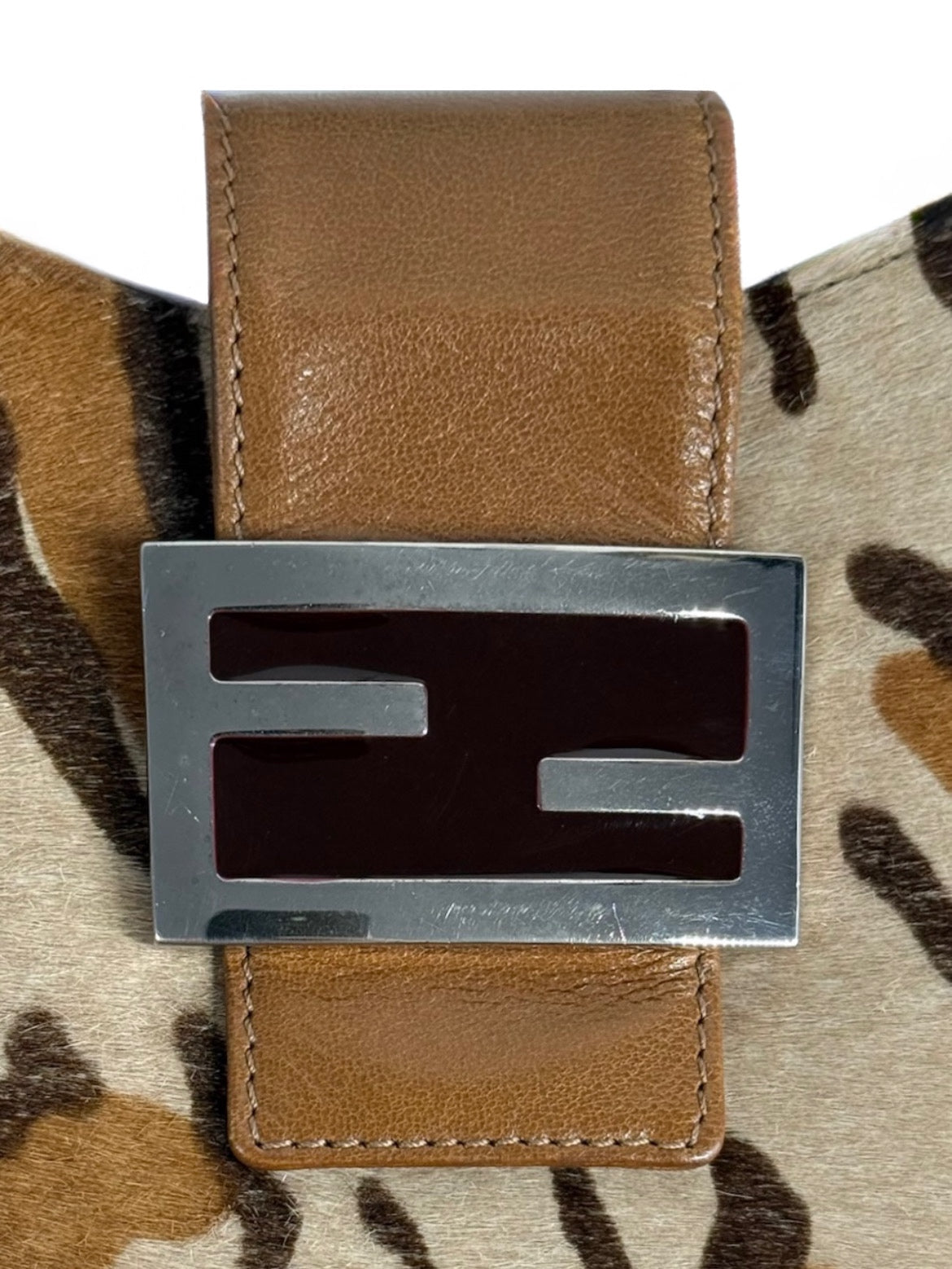 Fendi Vintage Leopard Print Pony Hair Mini Bucket Bag