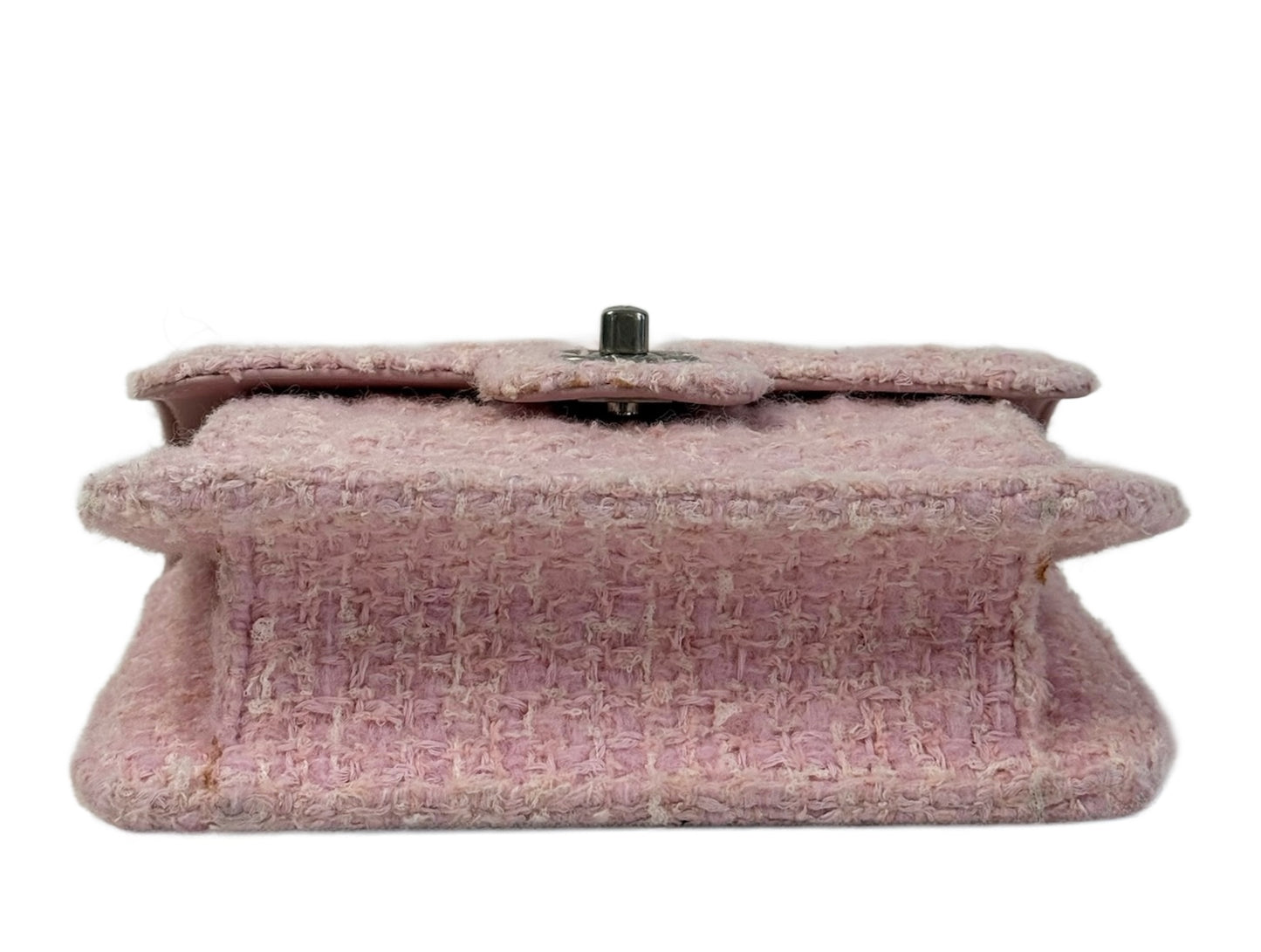 Chanel Pink Tweed Mini Shoulder Top Handle Flap Bag