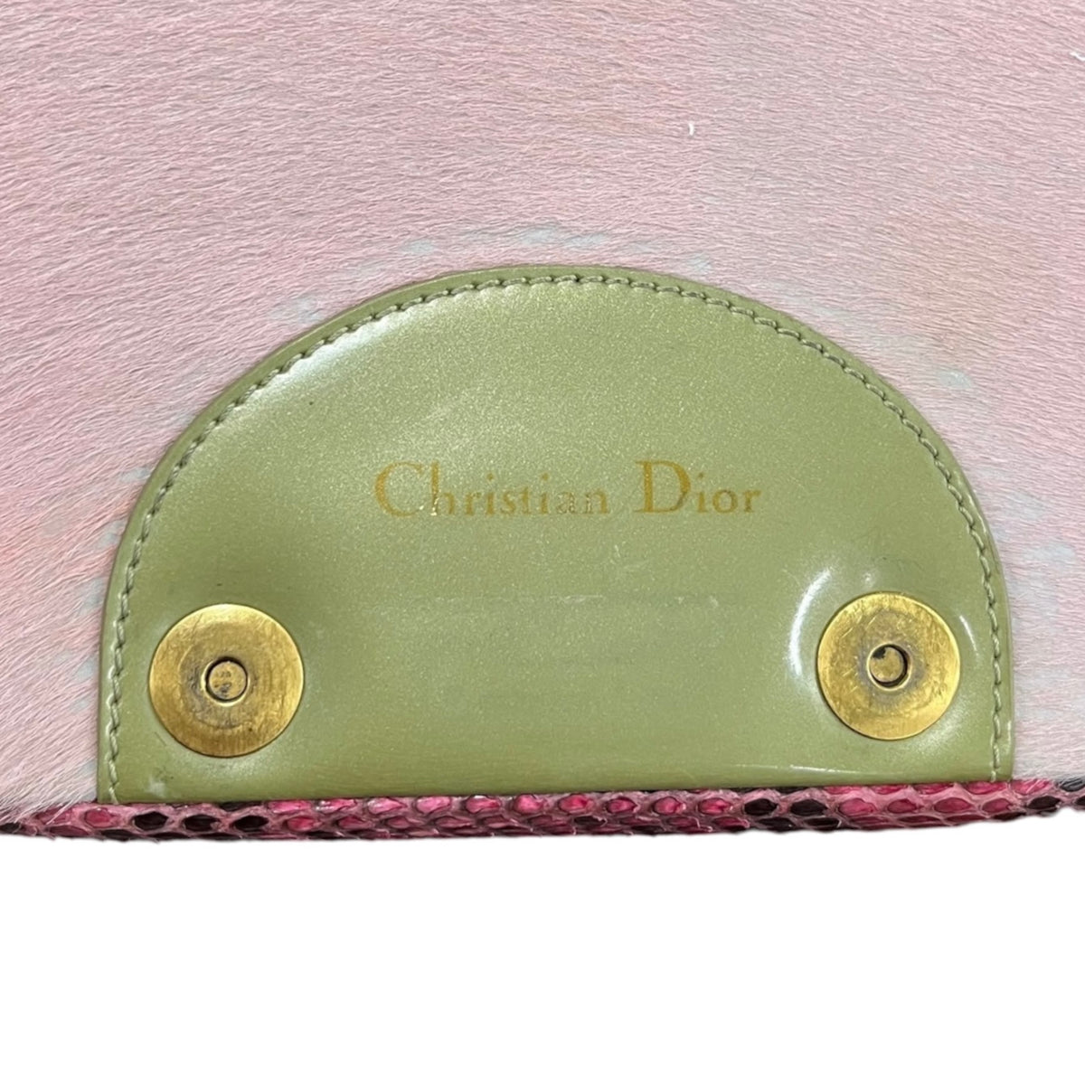 Dior Vintage 00s Pink Pony Hair & Fuchsia Python Green Trim Malice Shoulder Bag
