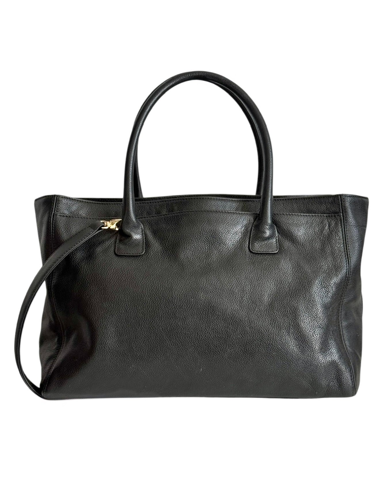 Chanel Vintage 00s Black Deerskin Two-Way Medium Cerf Executive Tote Bag With 24K Gold Plated Hardware