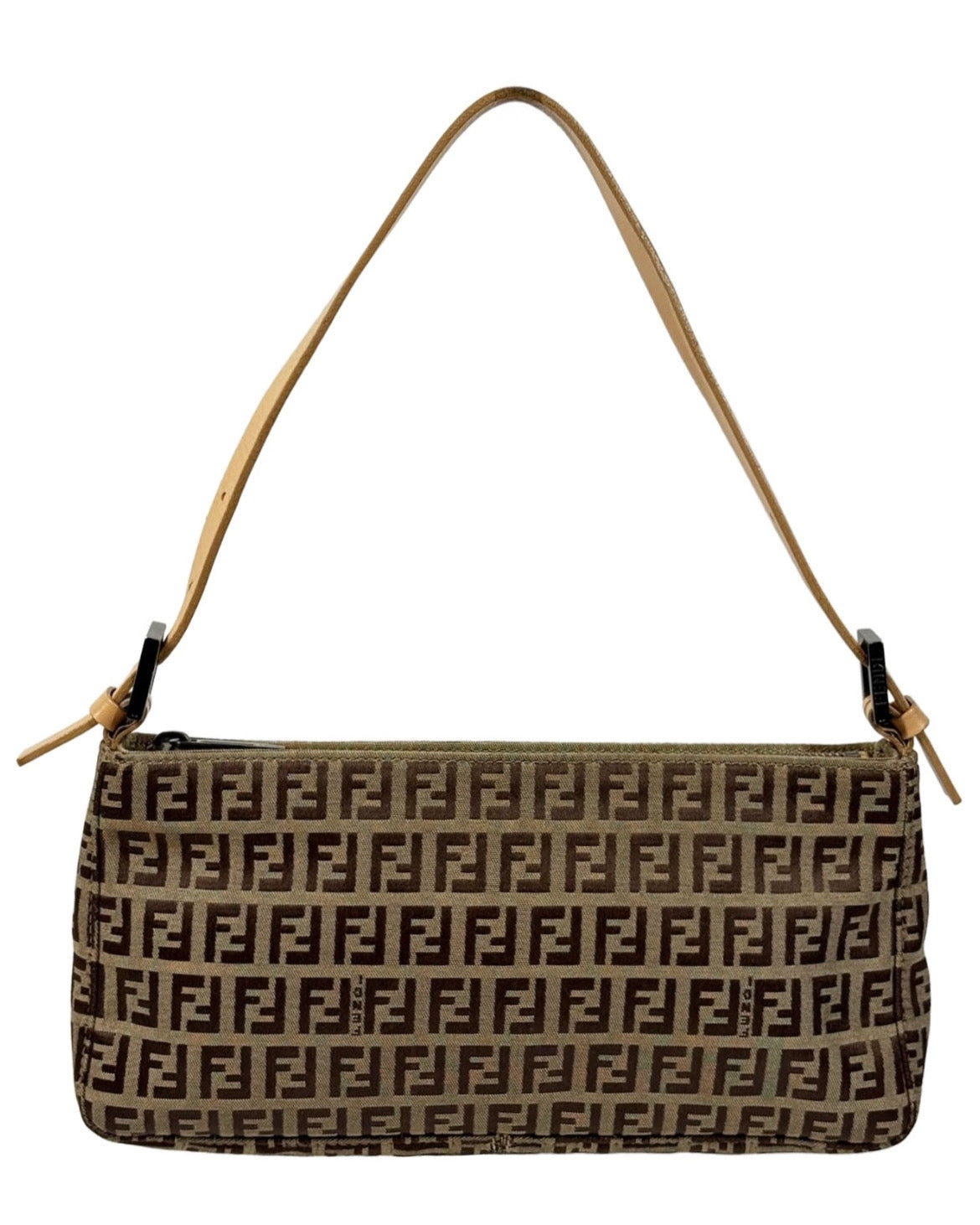 Fendi Vintage Beige & Brown Zucchino Zucca Monogram Small Pochette Bag