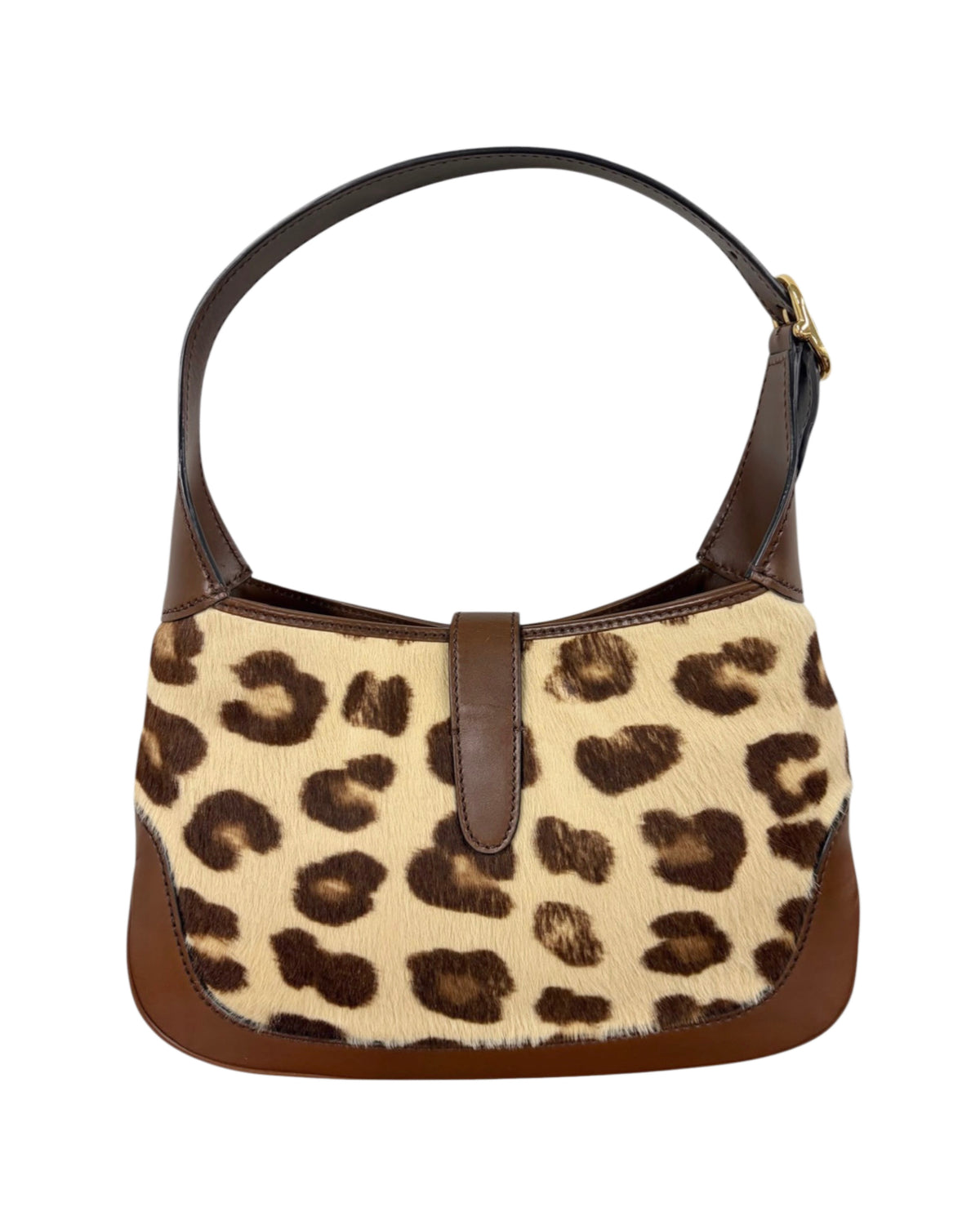 Gucci 2022 HA HA HA Collection Leopard Print Pony Hair Small Jackie Shoulder Crossbody Two-Way Bag