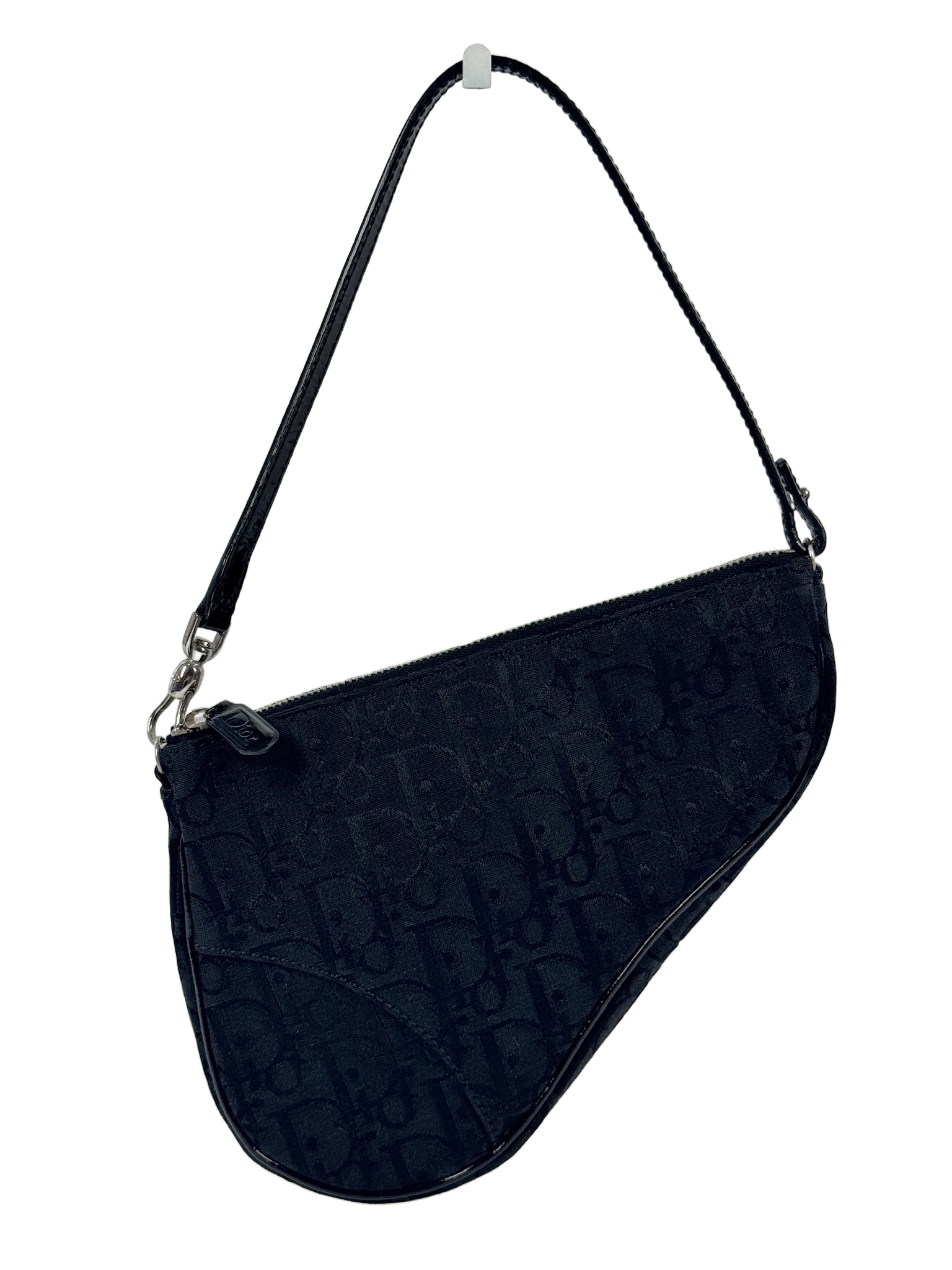 Dior Vintage 2006 Black Diorissimo Monogram Canvas Mini Saddle Bag