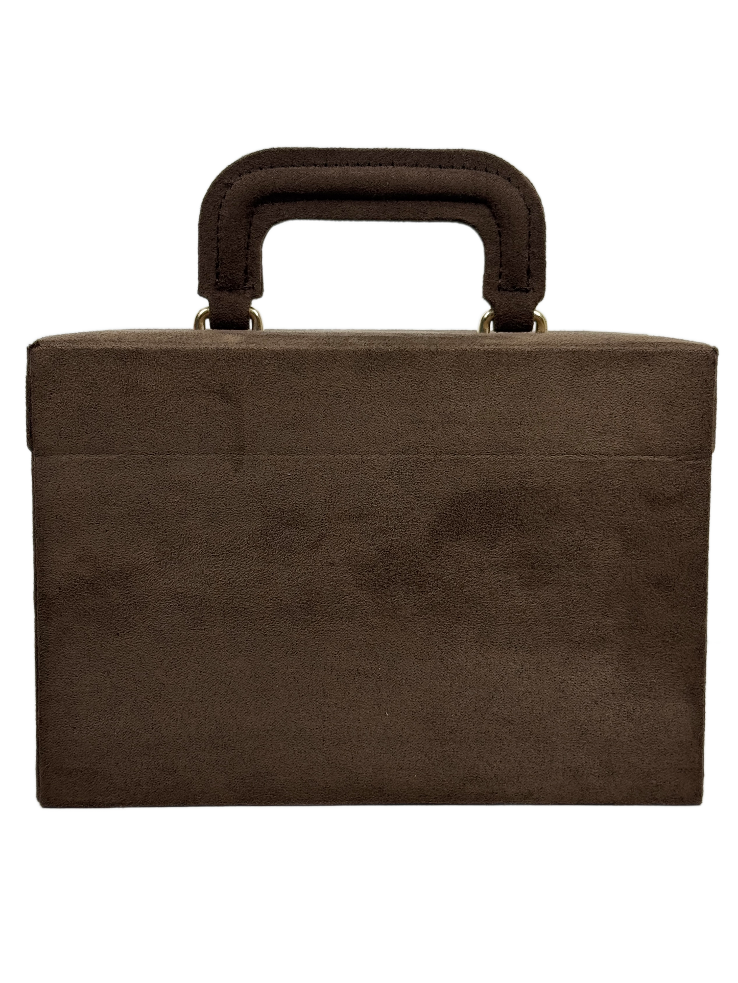 YSL / Yves Saint Laurent Vintage Brown Suede Mini Hard-Sided Trunk Vanity Cosmetic Case Bag