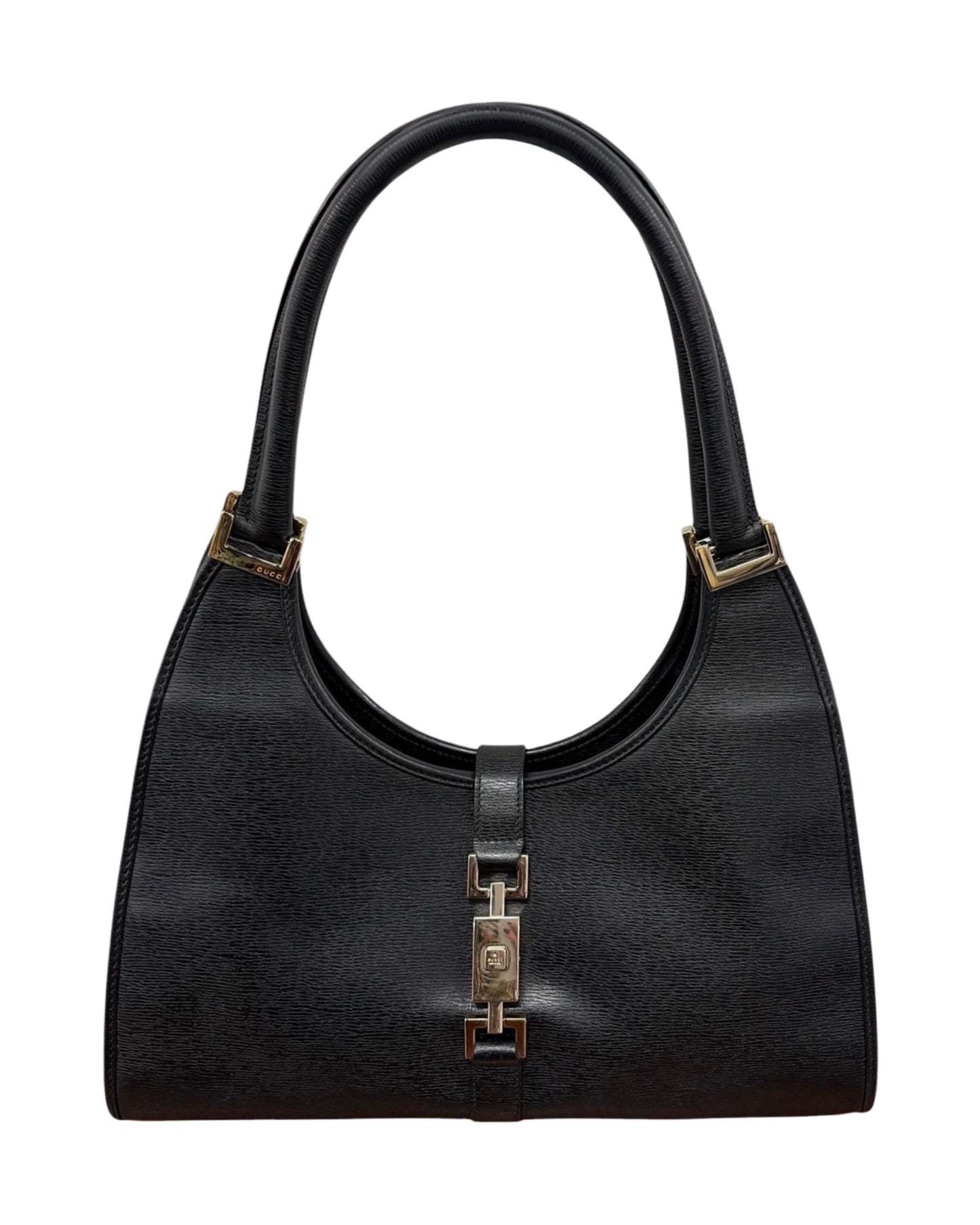 Gucci Vintage Black Coated Leather Medium Jackie Shoulder Bag