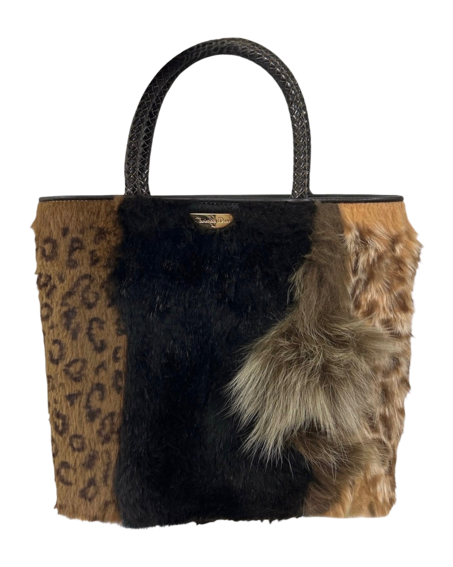 Dior Vintage 2000 Mixed Animal Print Fur Small Top Handle Bag