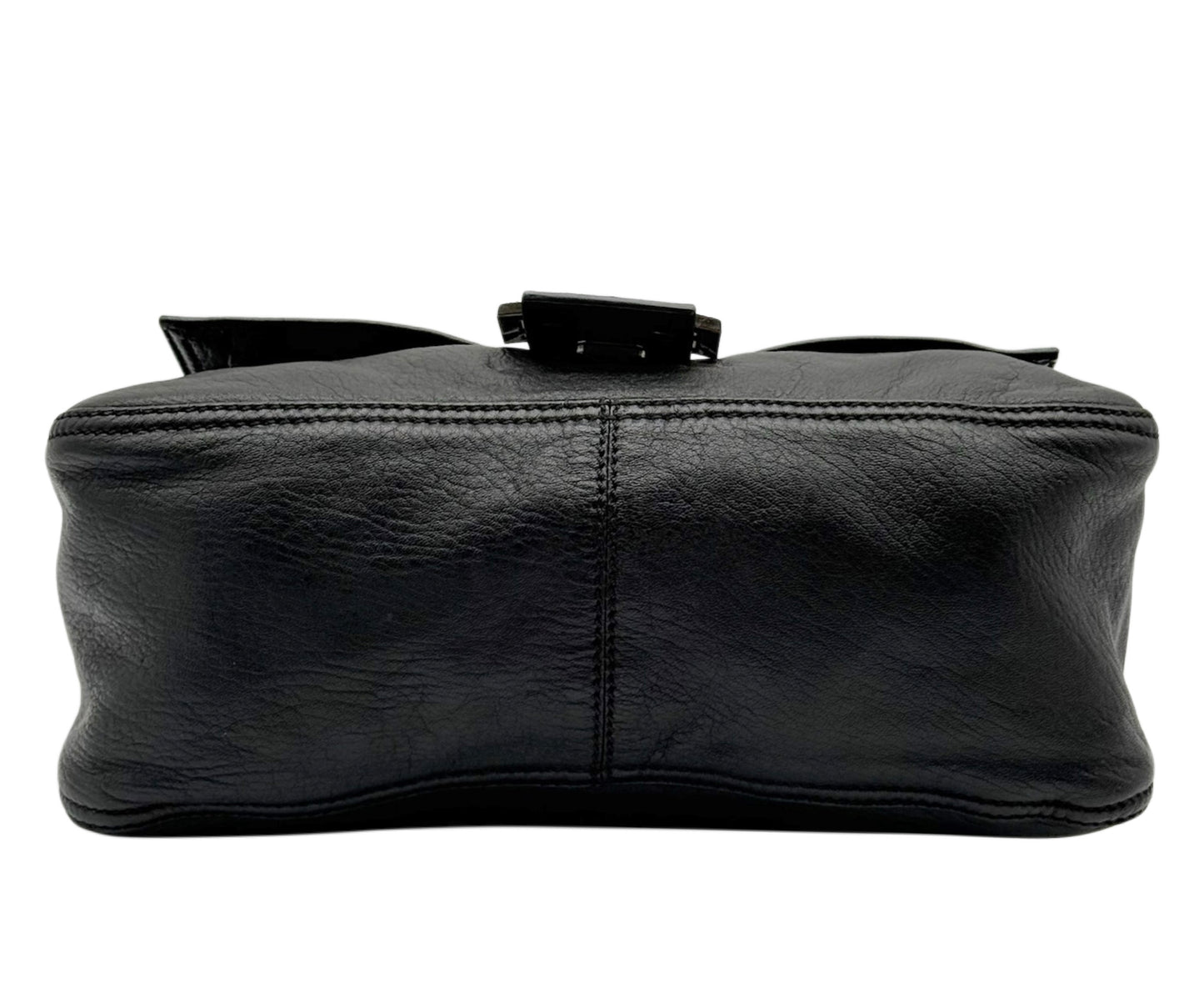 Fendi Vintage Black Lambskin Leather Mamma Baguette Shoulder Bag