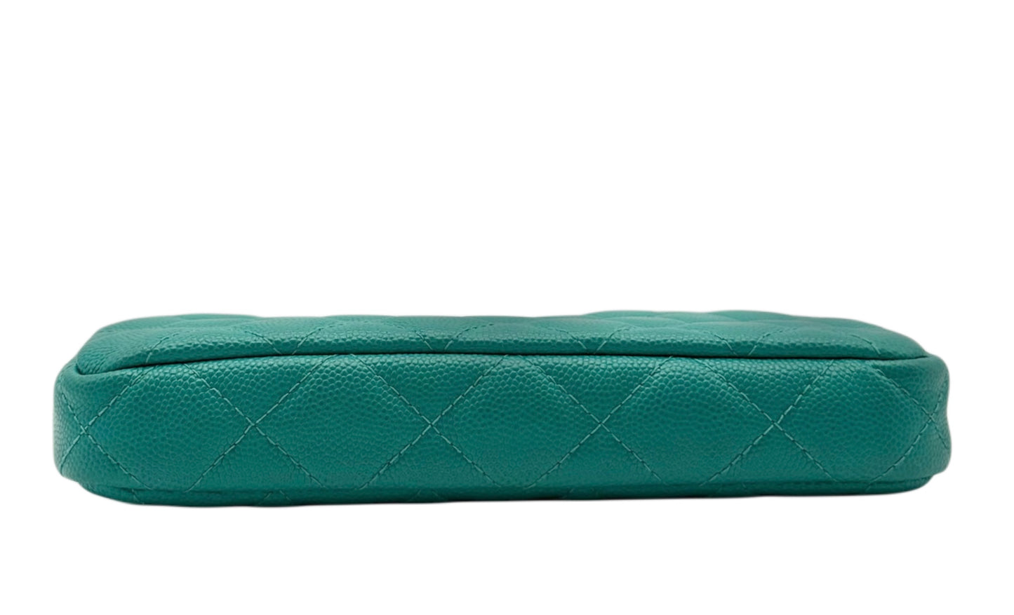 Chanel 2016 Turquoise Green Quilted Caviar Double Zip Wallet on Chain Bag
