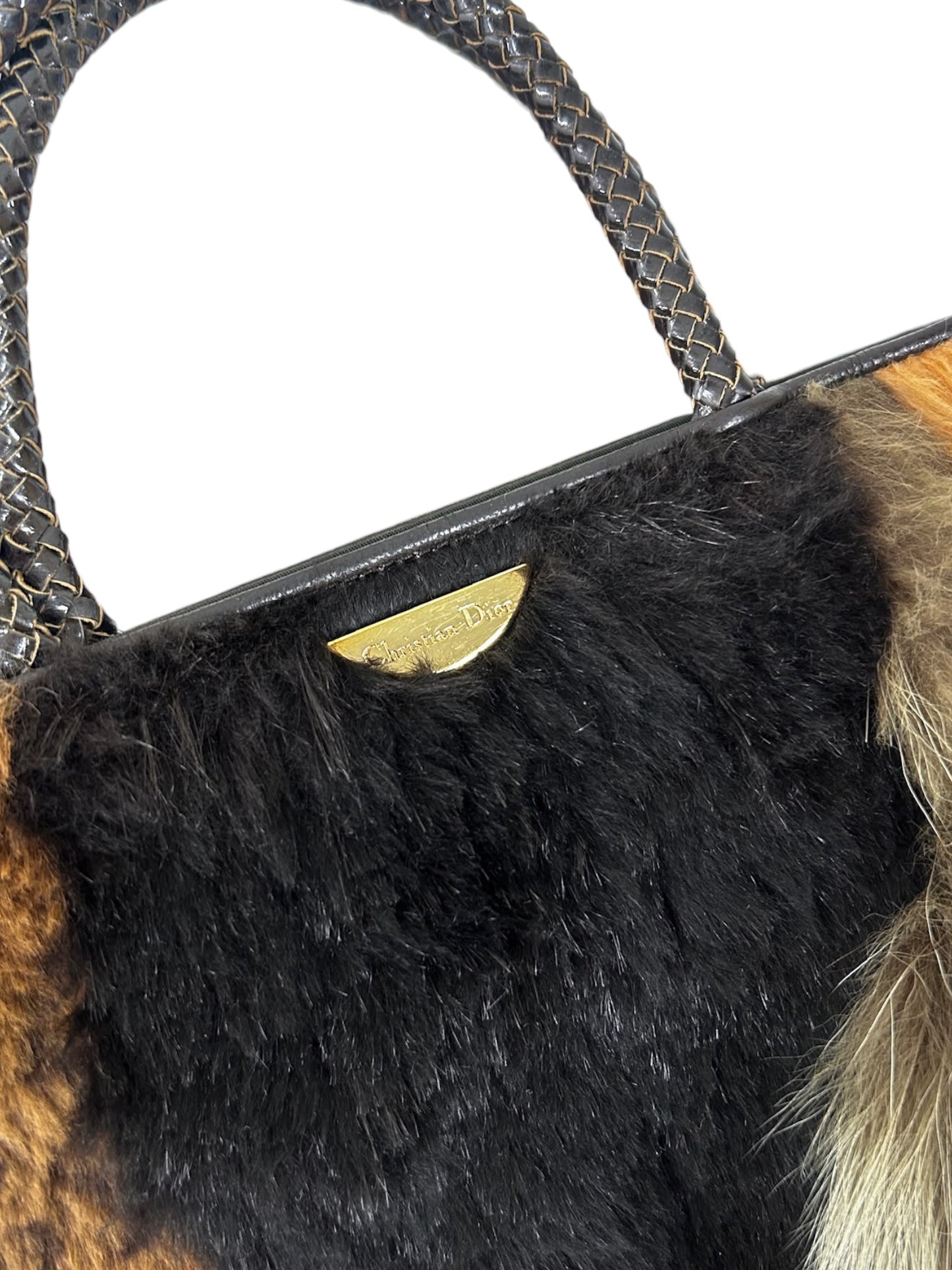 Dior Vintage 2000 Mixed Animal Print Fur Small Top Handle Bag