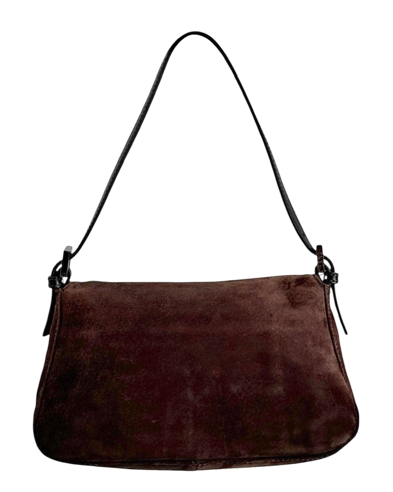 Fendi Vintage Brown Suede Mini Mamma Shoulder Baguette Bag
