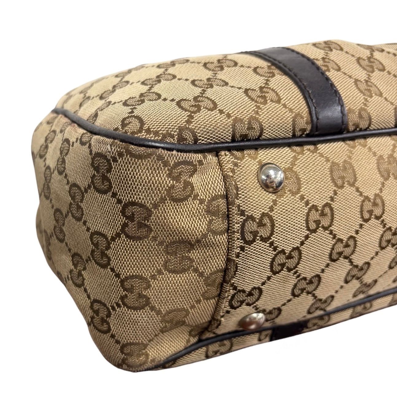 Gucci Vintage Brown GG Monogram Mixed Metal Interlocking GG Twins Shoulder Tote Bag