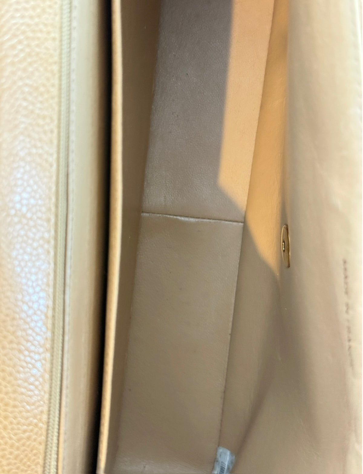 Chanel Vintage 1994-1996 Beige Horizontal Quilted Caviar Leather Jumbo Single Flap Bag with 24K GPHW