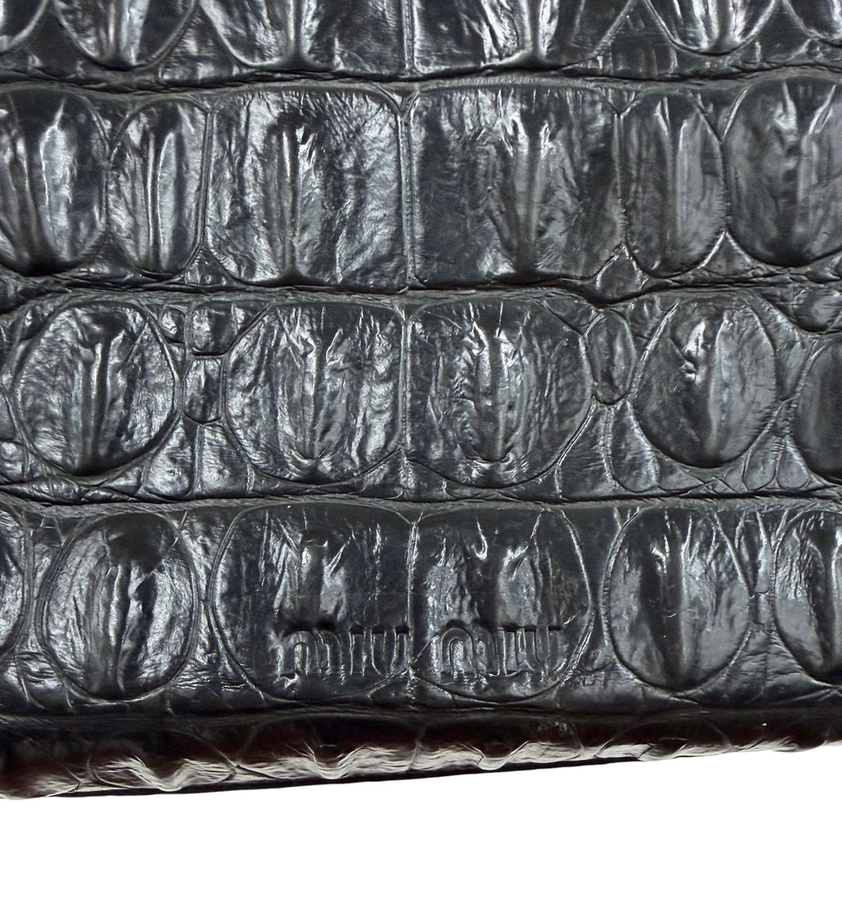Miu Miu Vintage Black Crocodile Small Kisslock Evening Pochette Bag