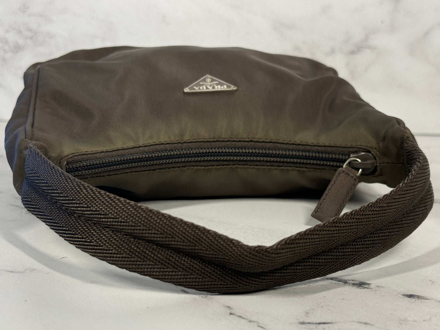 Prada Vintage Khaki Green Tessuto Nylon Shoulder Bag