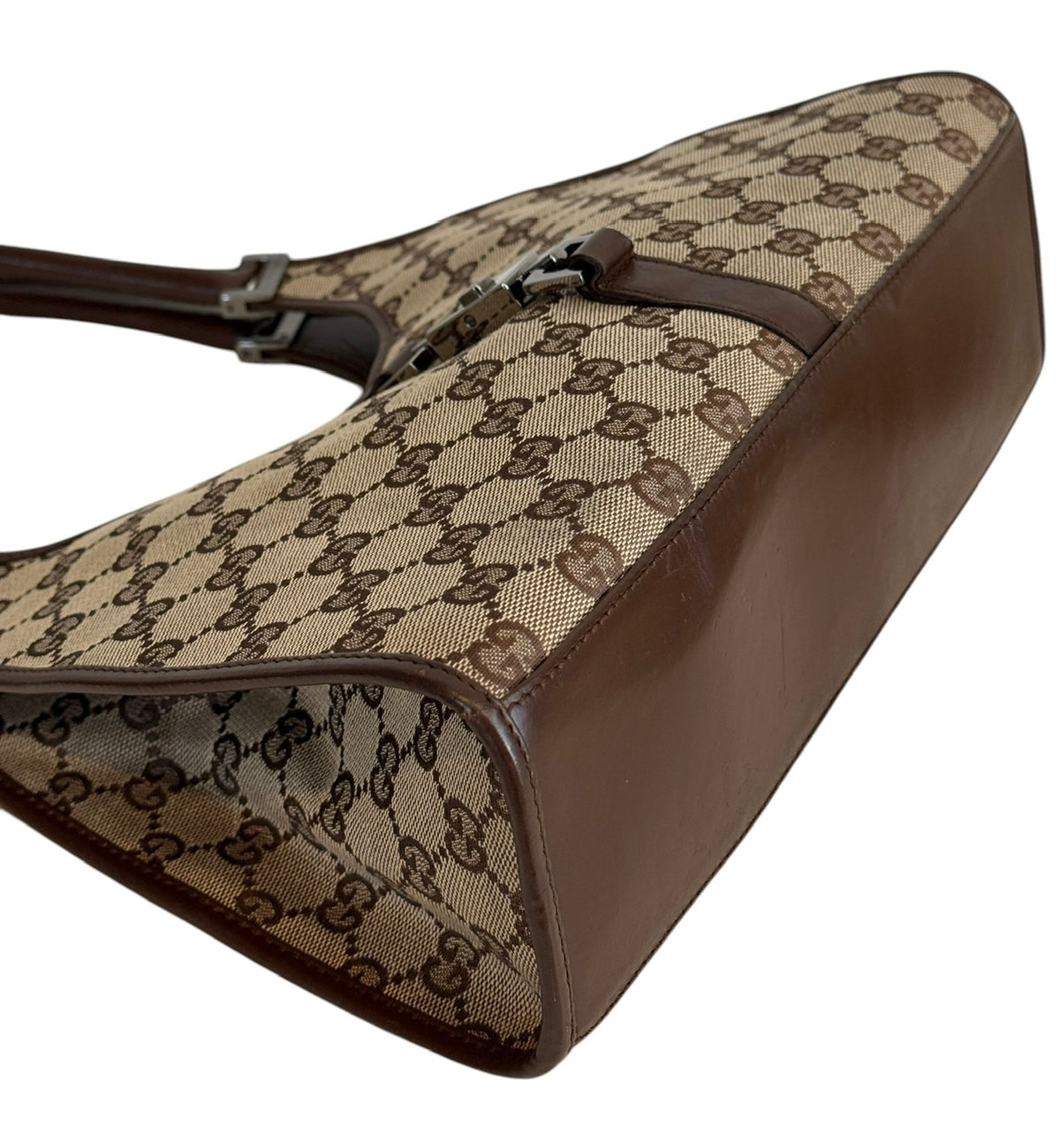 Gucci Vintage Brown GG Monogram Medium Jackie Shoulder Bag