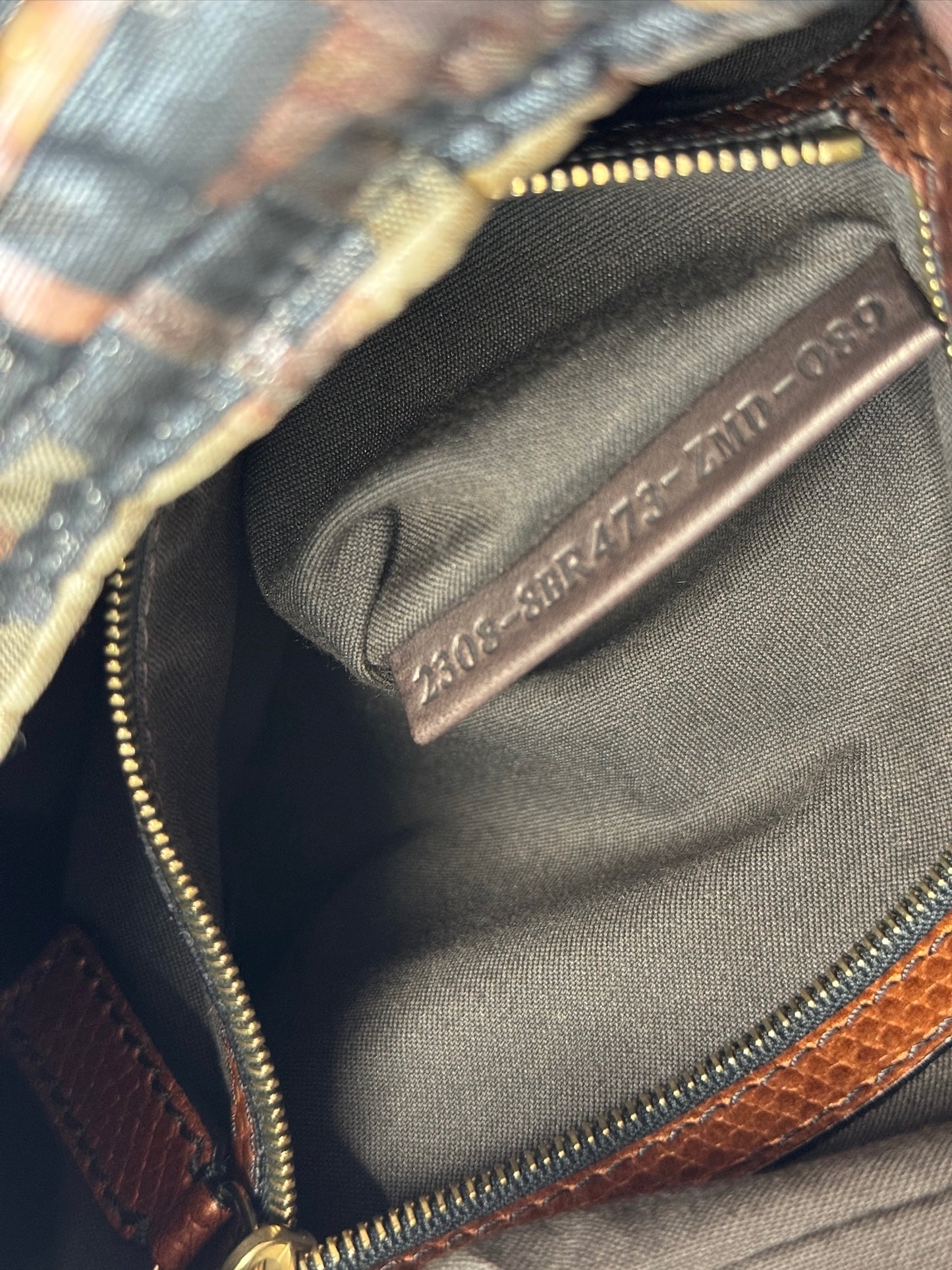 Fendi Brown & Black Metallic Zucca Monogram Canvas Chef Hobo Mini Shoulder Chain Bag