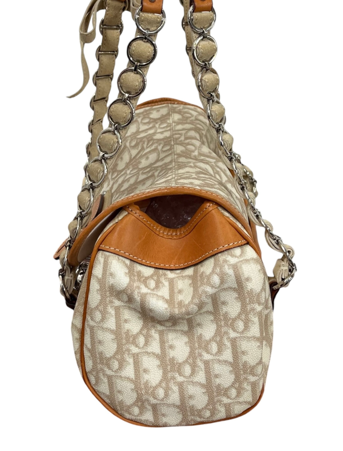 Dior Vintage 2006 Beige Monogram Canvas Romantique Heart Charm Medium Pochette Shoulder Bag